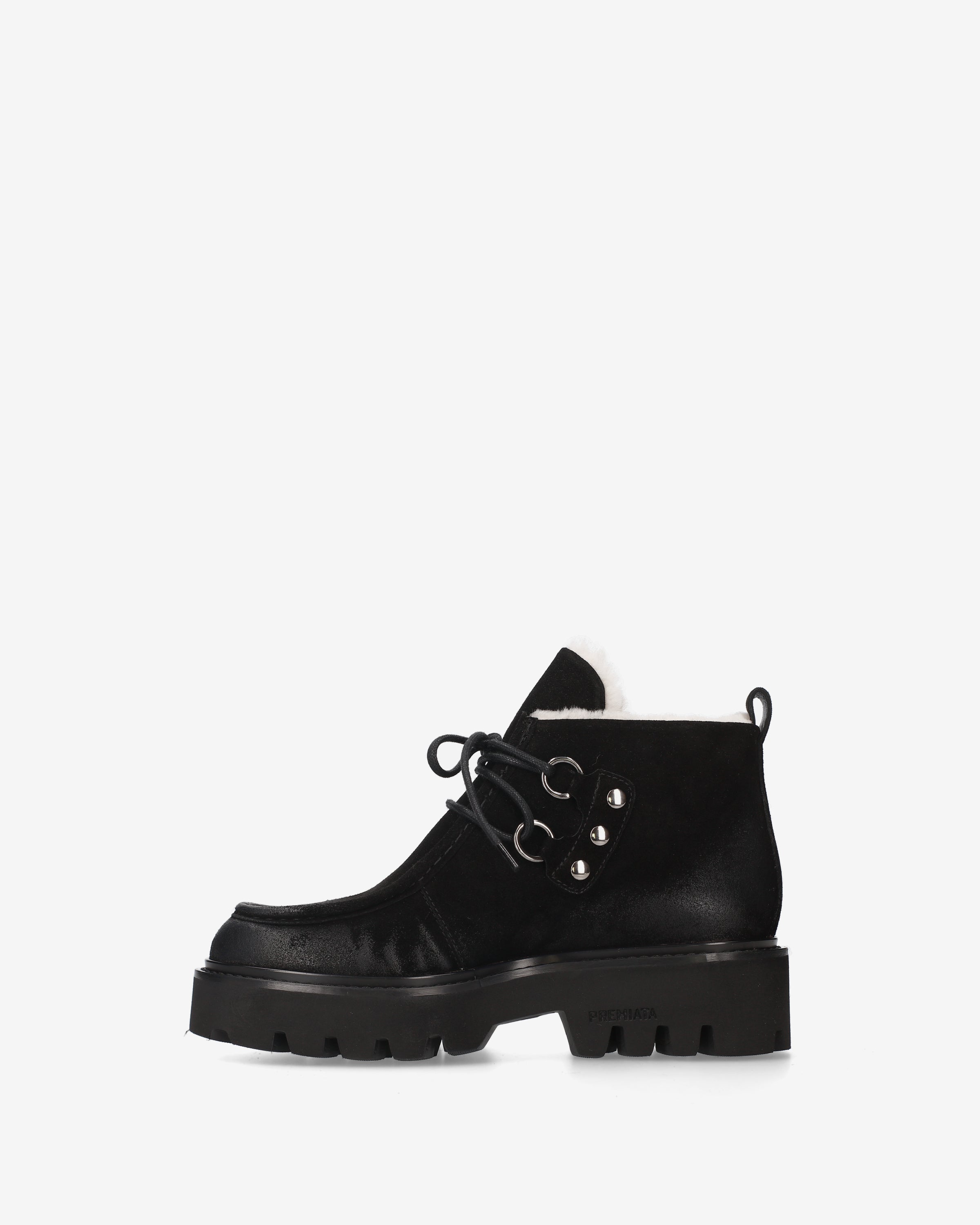 Premiata boots femme daim noir fourré mouton