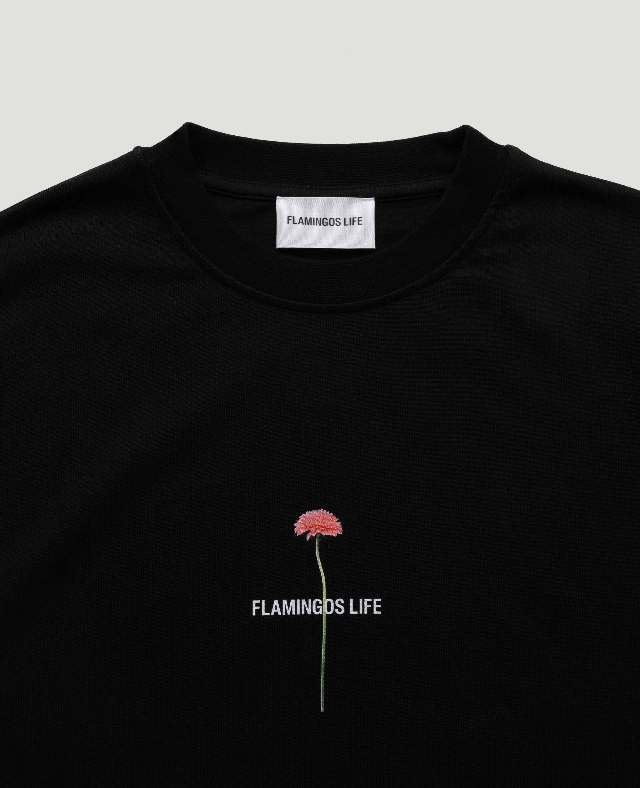 Flamingos Life Long-Sleeve Flower Black tee-shirt manches longues noir
