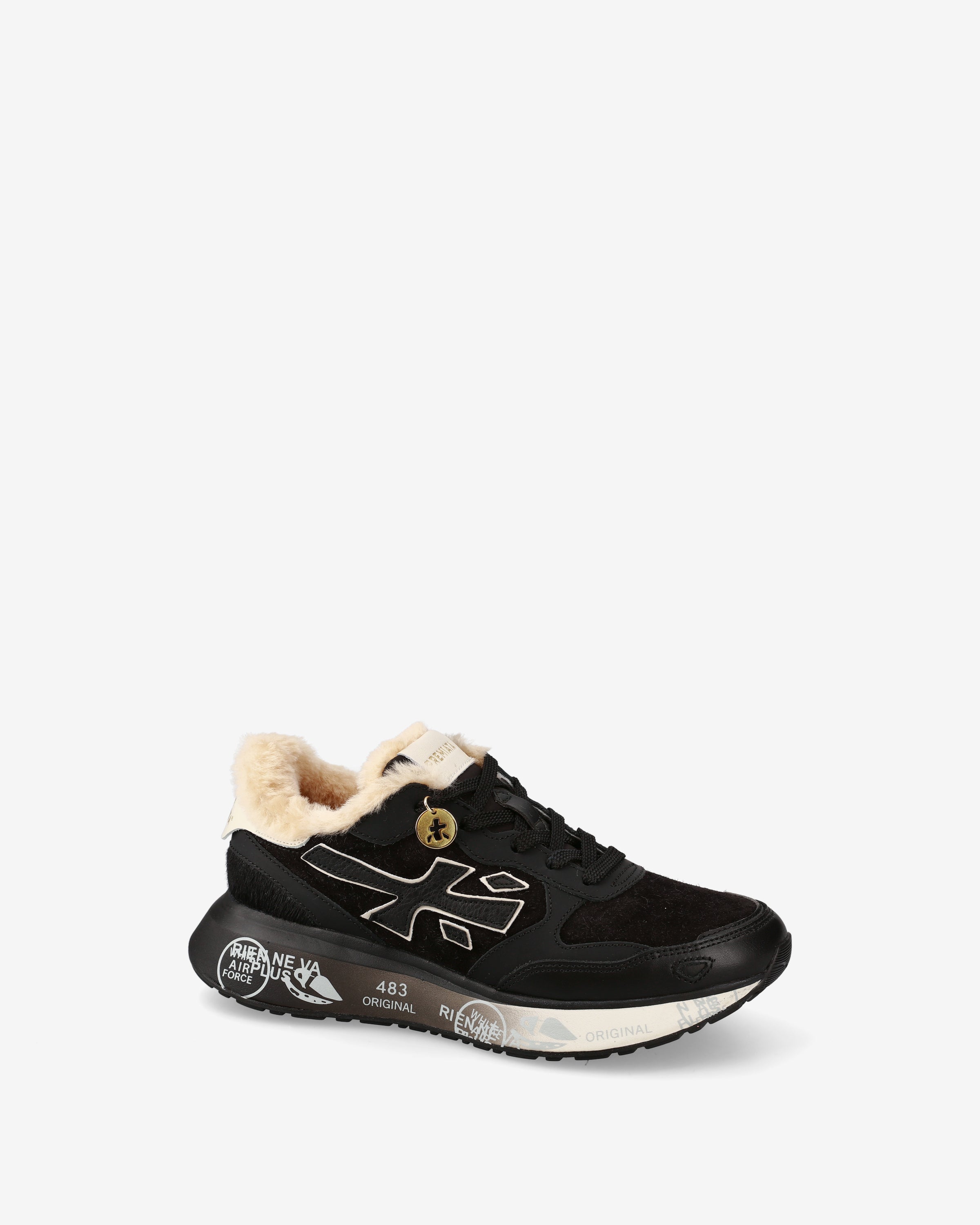Premiata Lauryn 7803m baskets noir daim fourrure femme