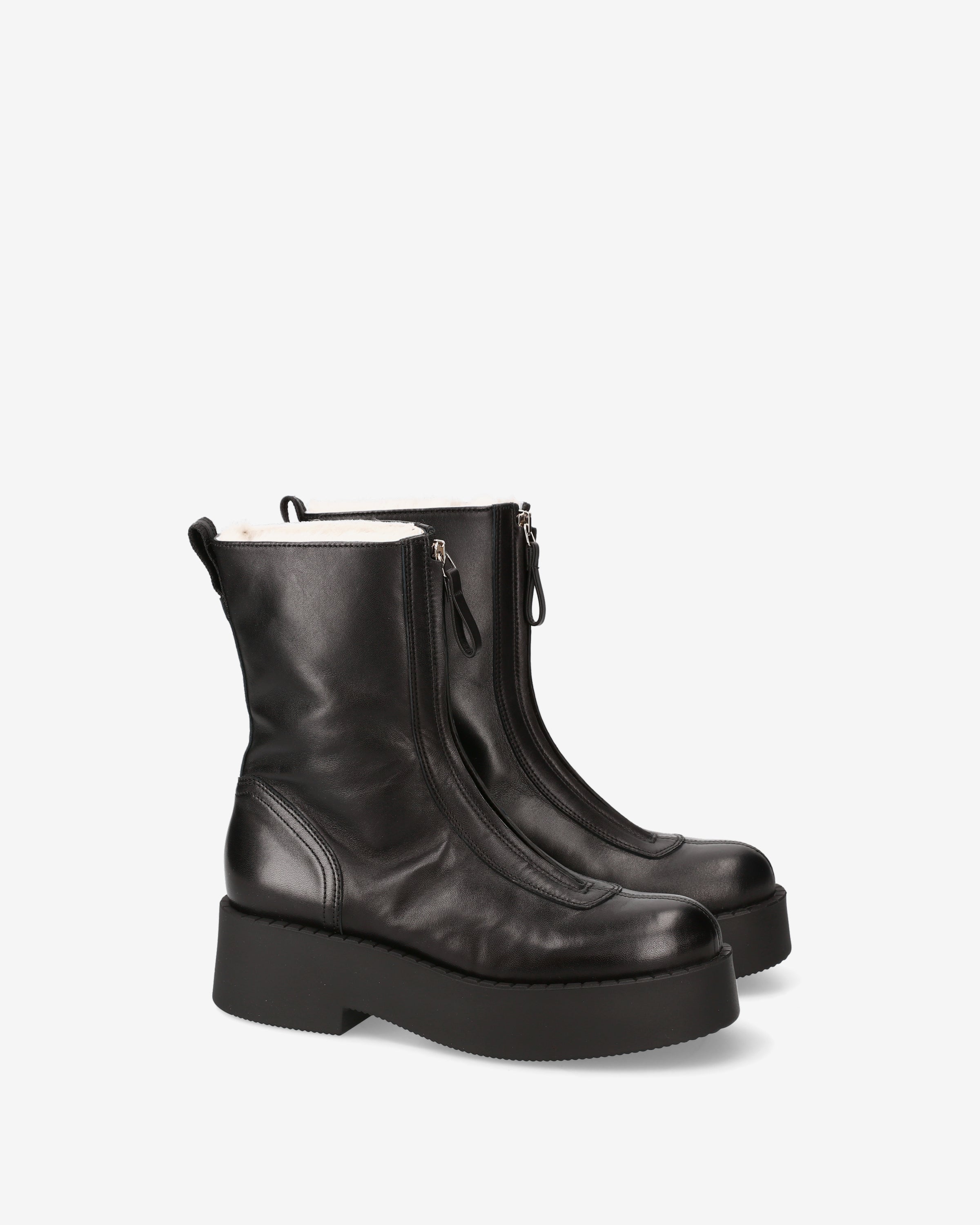 Premiata Boots bottines cuir noir plateforme zip