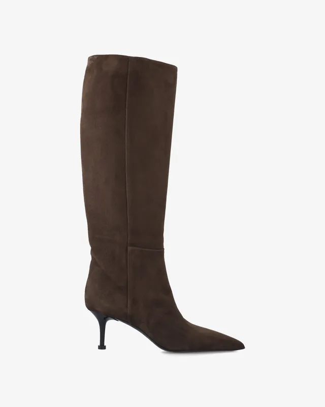 Premiata bottes hautes femme daim marron talon 6,5 cm