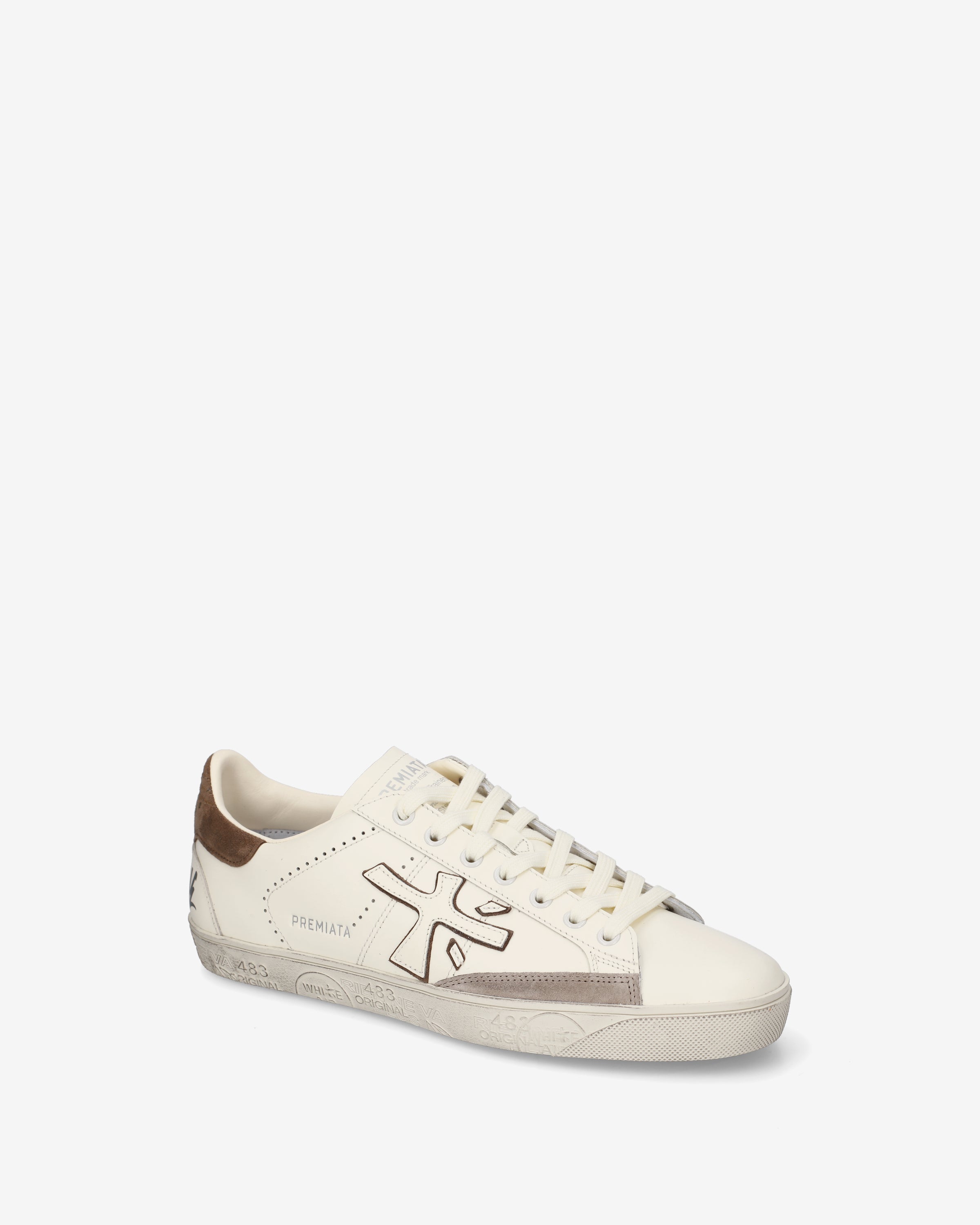 Premiata Steven 8476 baskets homme cuir blanc crème