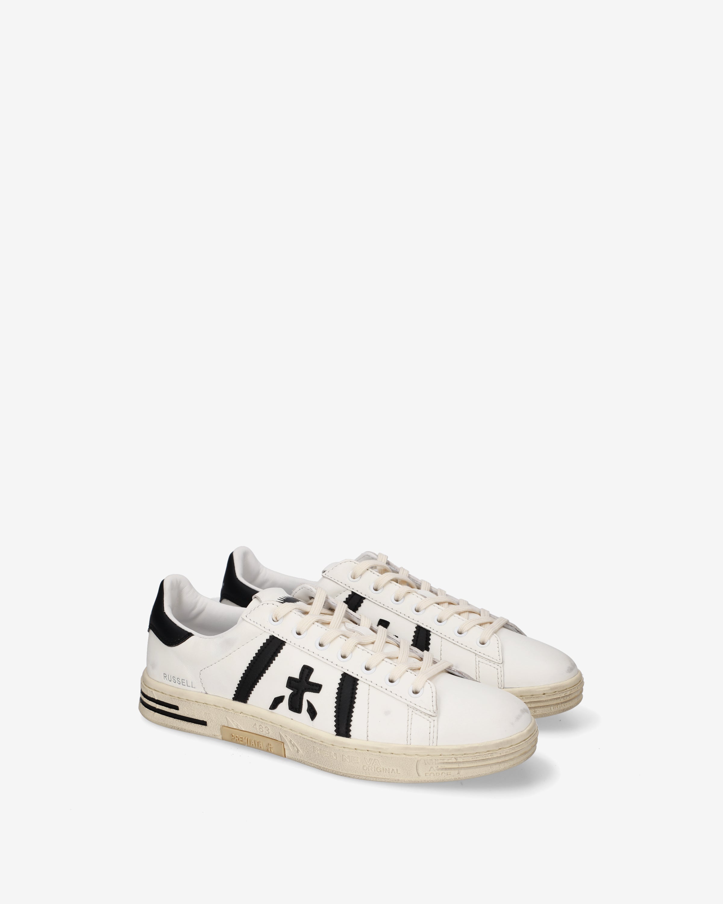 Premiata Russell 8561 baskets cuir crème noir