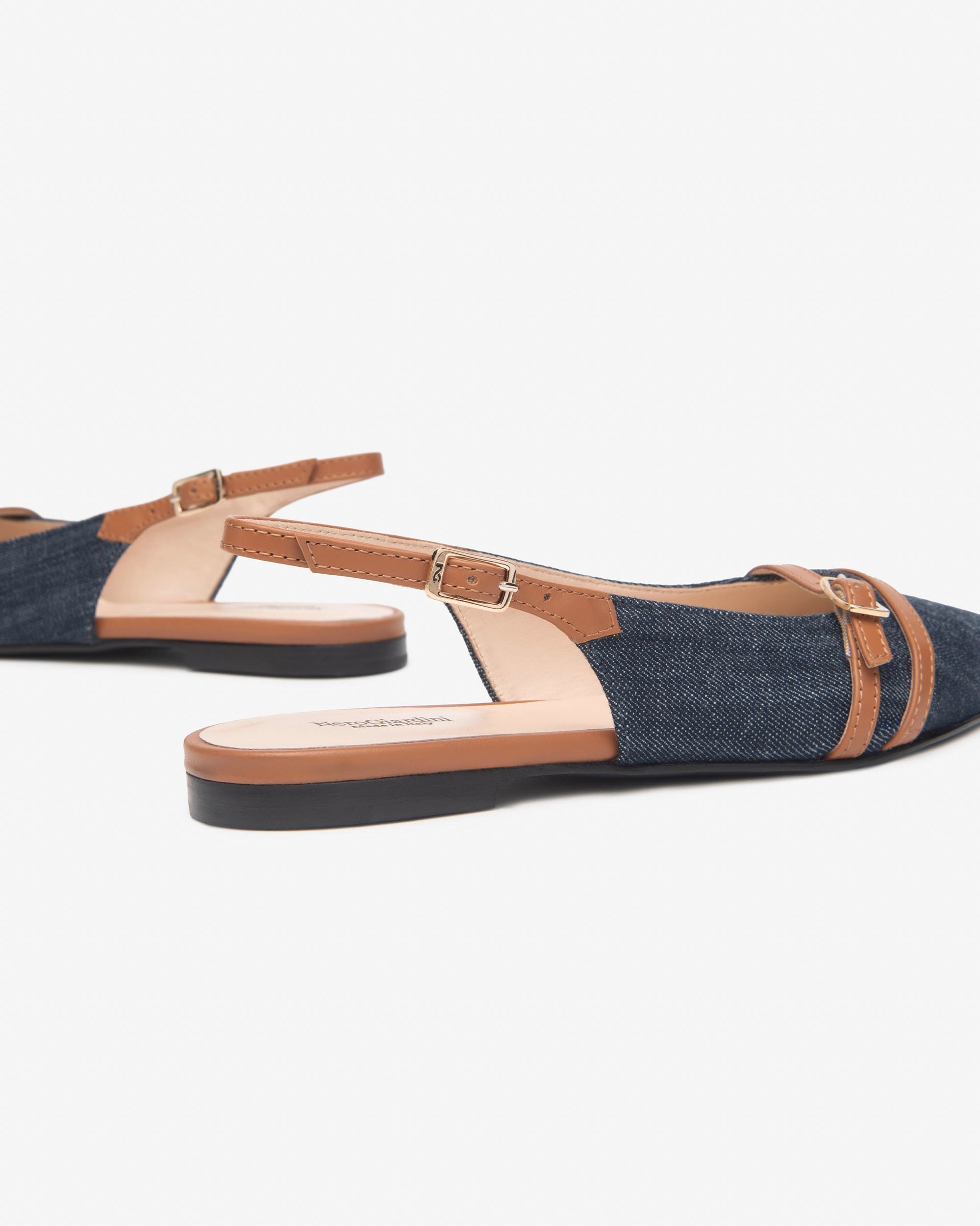 Nero Giardini Slingback Ballerines Cuir Femme Tissu