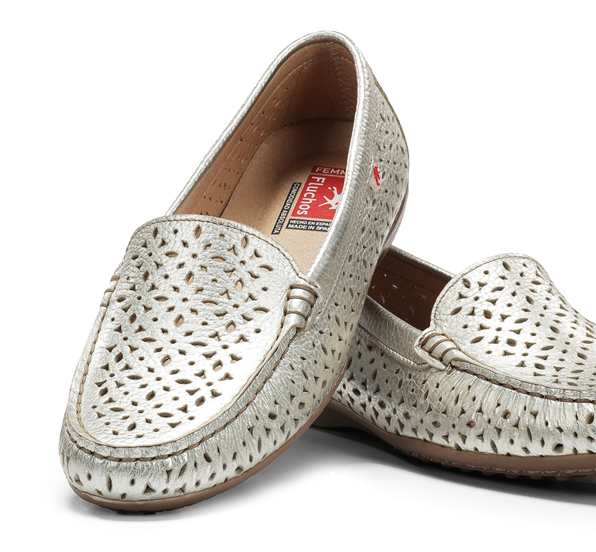 Fluchos Mocasines Bruni F2157 mocassins argent femme
