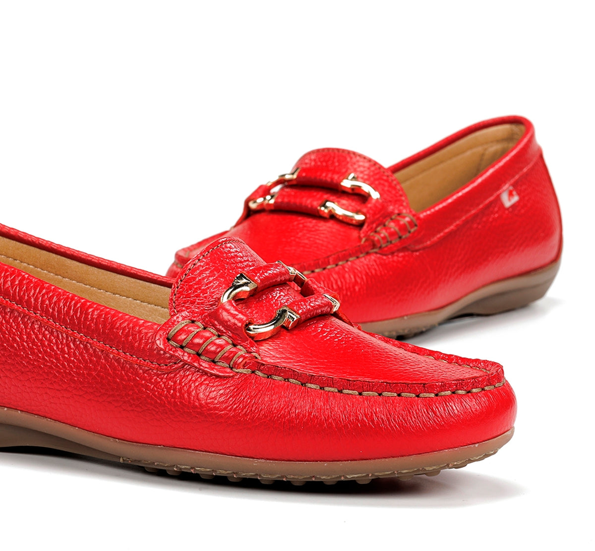 Fluchos Bruni F2156 mocassins femme rouge cuir