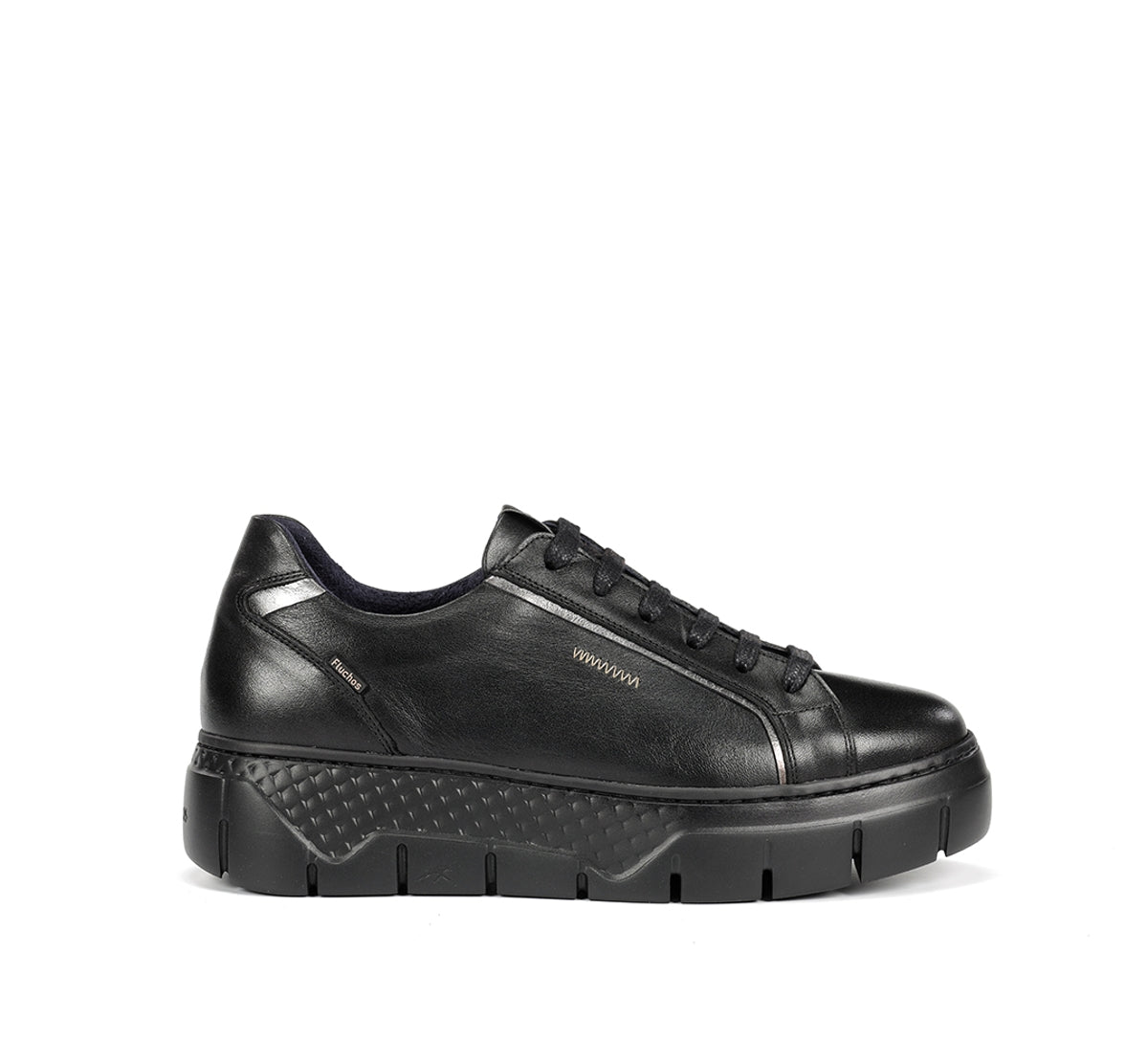 Fluchos Ilia F2305 baskets noir femme cuir compensé