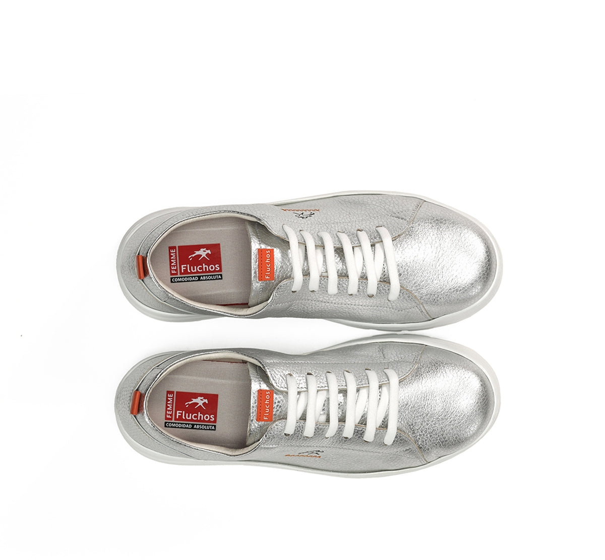 Fluchos Pompas F1917 baskets femme argent cuir