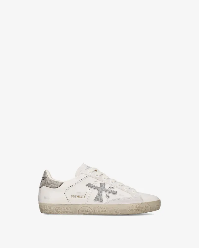 Premiata Stevend 8127 sneakers cuir blanc argent femme