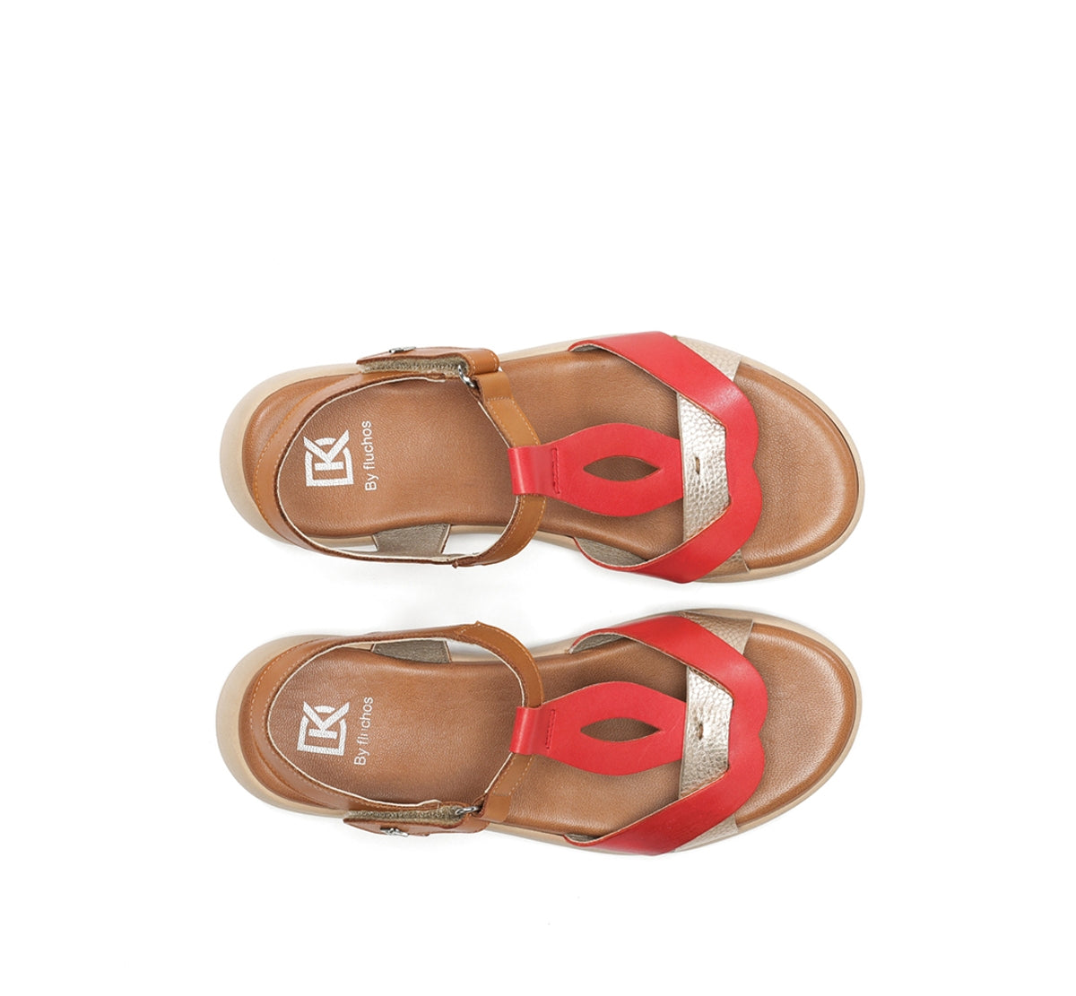 Dorking Gandia D9466 Sandales Rouge Femme Boucle