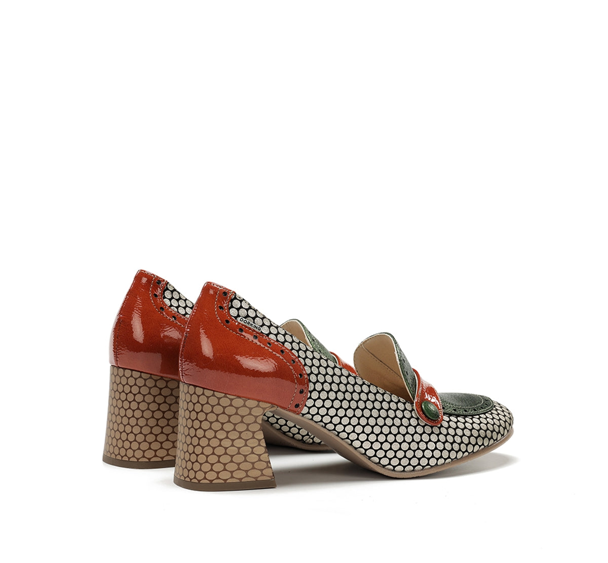 Dorking Daci D9676 mocassin femme vert talon géométrique