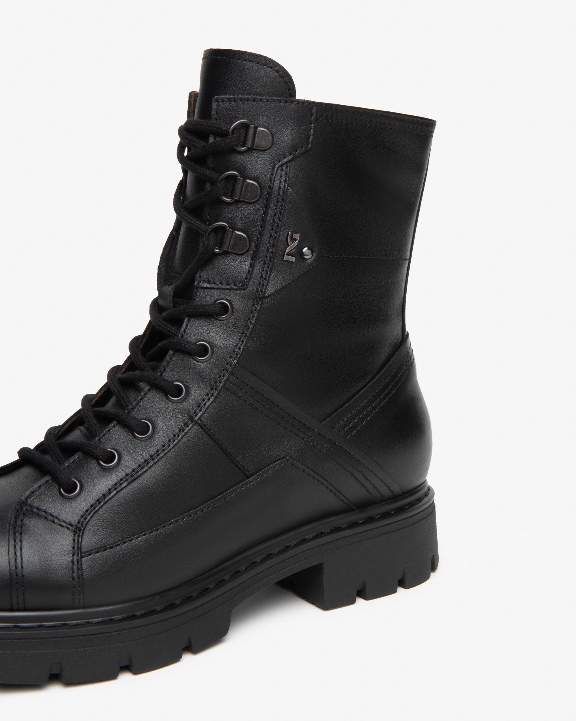 Nero Giardini Combat Boots bottines cuir femme noir talon 30 mm