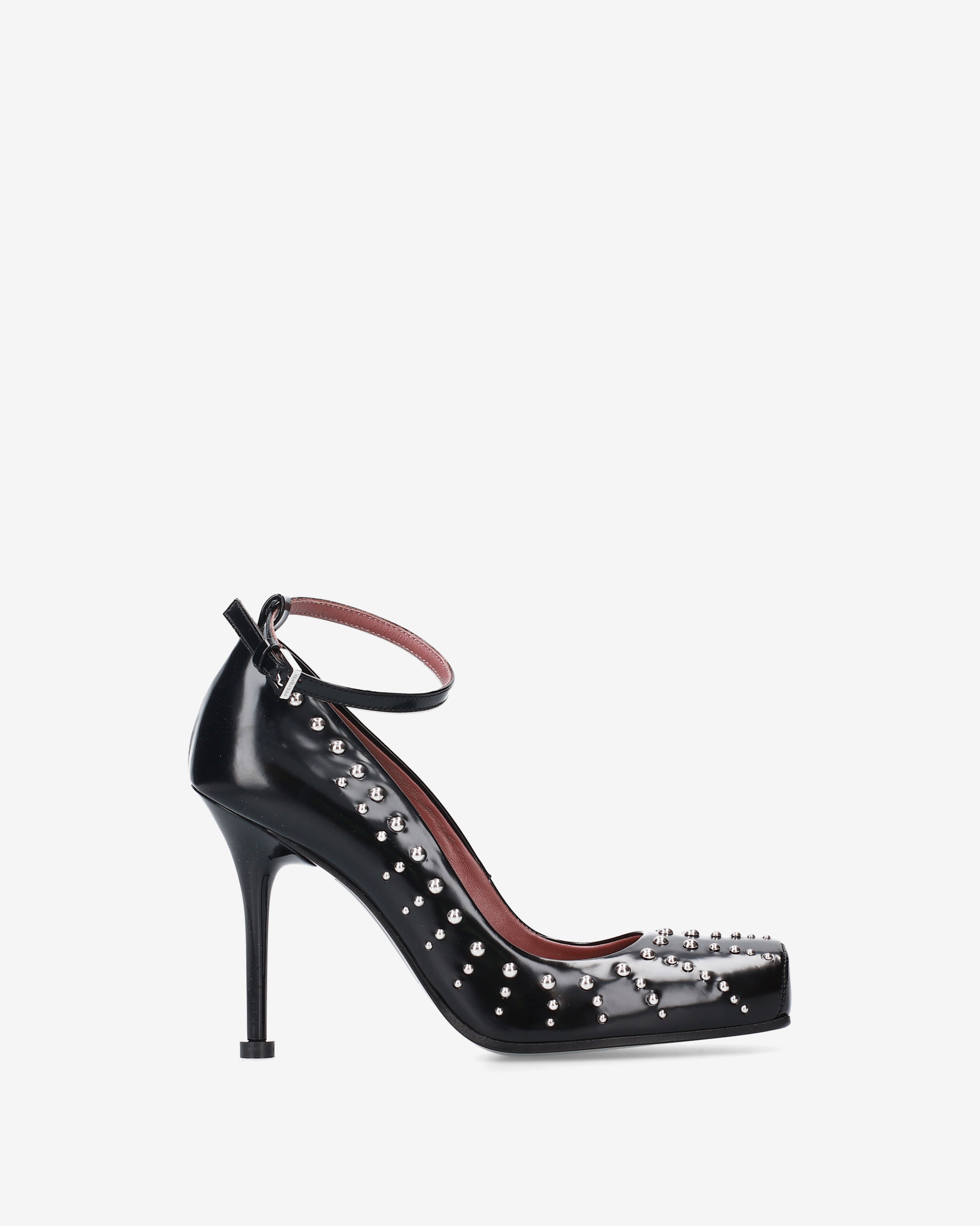Premiata Escarpins cuir noir cloutés femme 100 mm