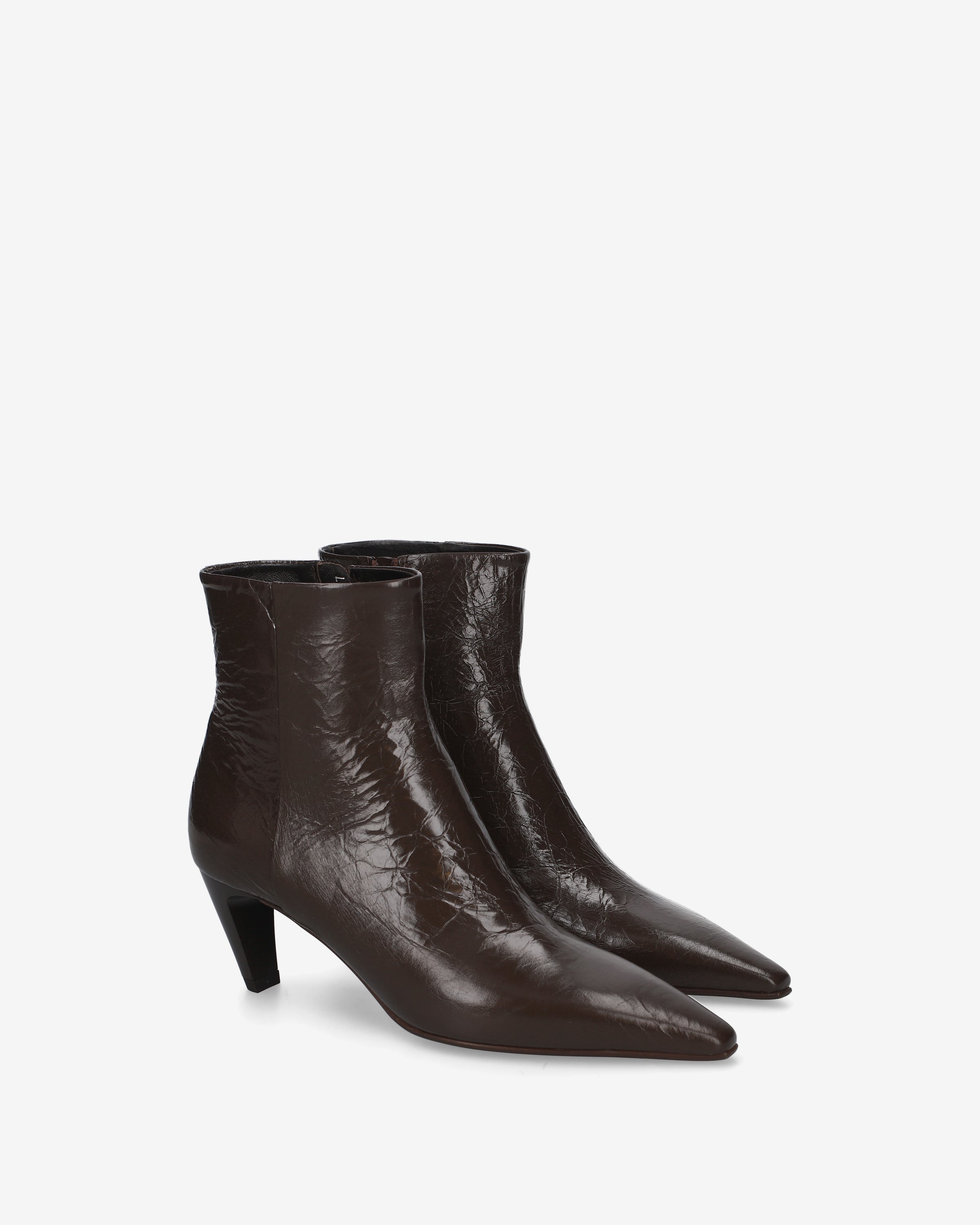 Premiata Boots bottines cuir verni marron talon 6 cm