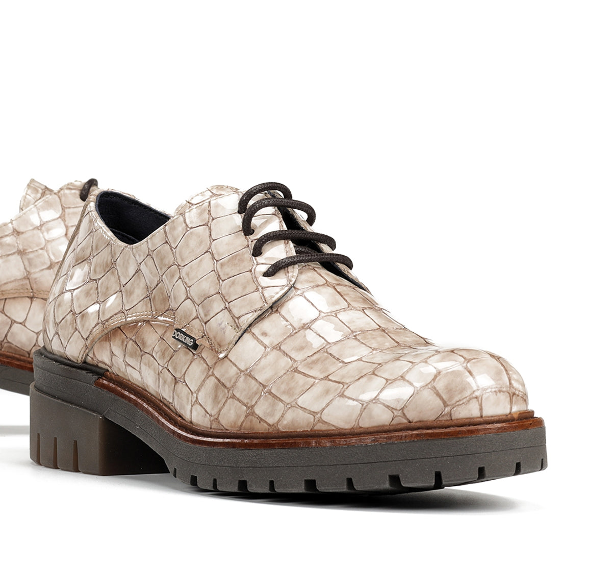 Dorking Cady D9577 mocassins femme taupe à lacets