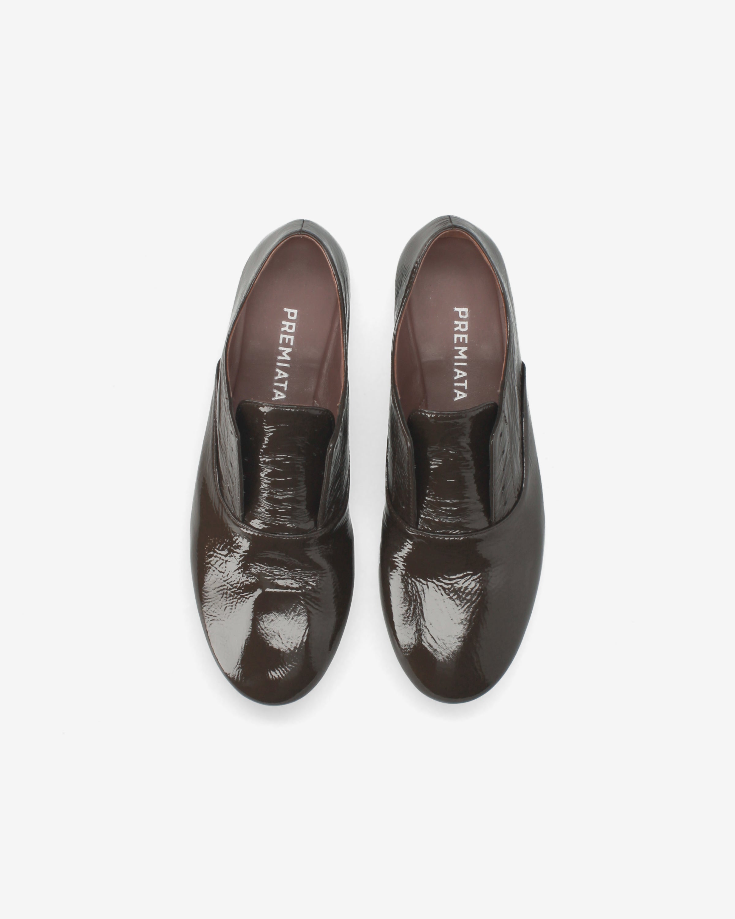 Premiata mocassins femme marron cuir verni slip-on