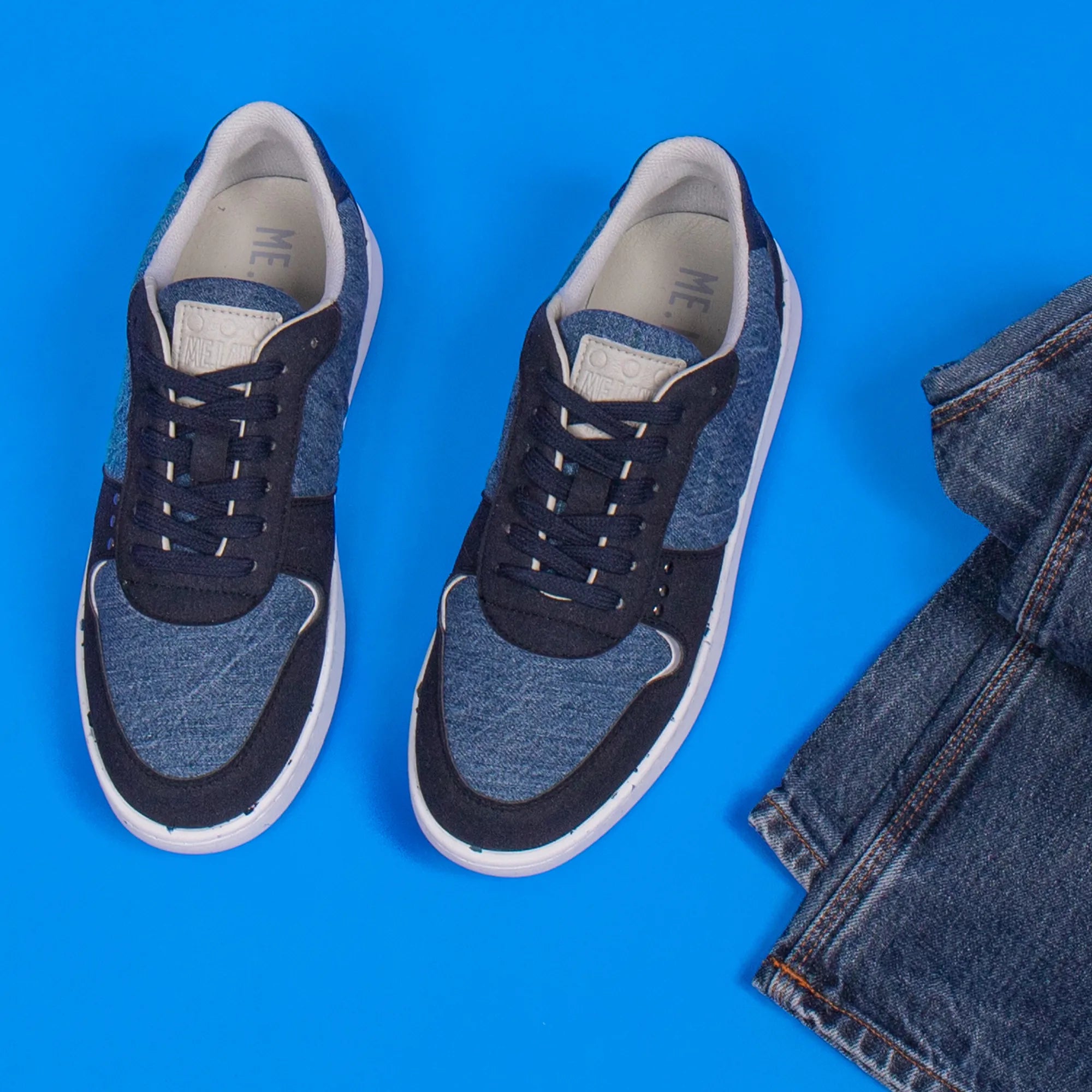 Me.Land Evan basket jean upcyclé denim vegan bleue
