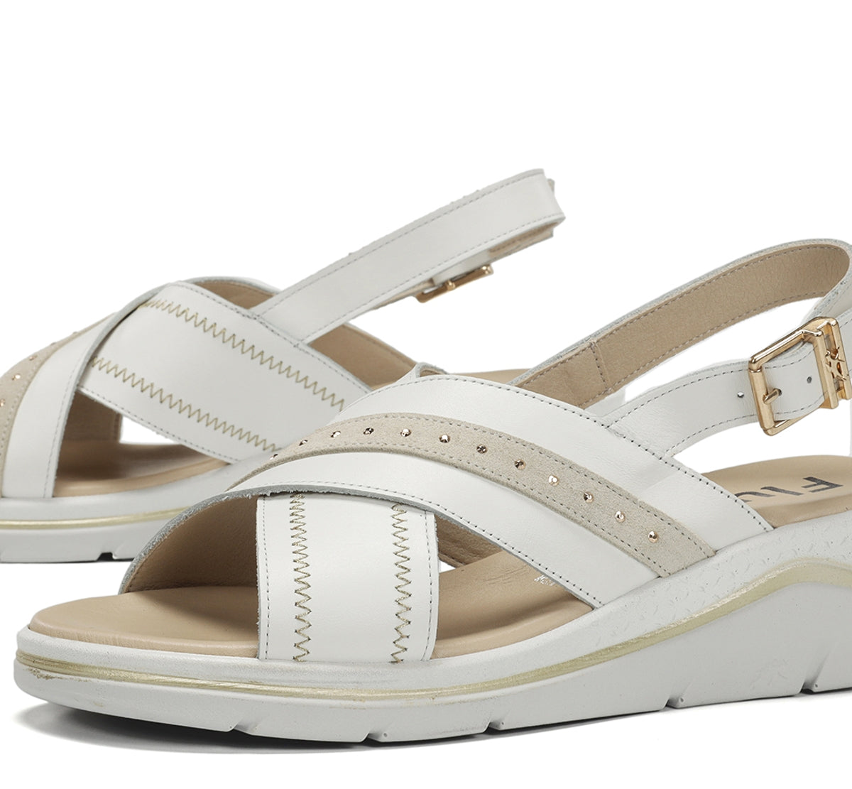 Fluchos Fire F2428 sandales femme blanc compensé