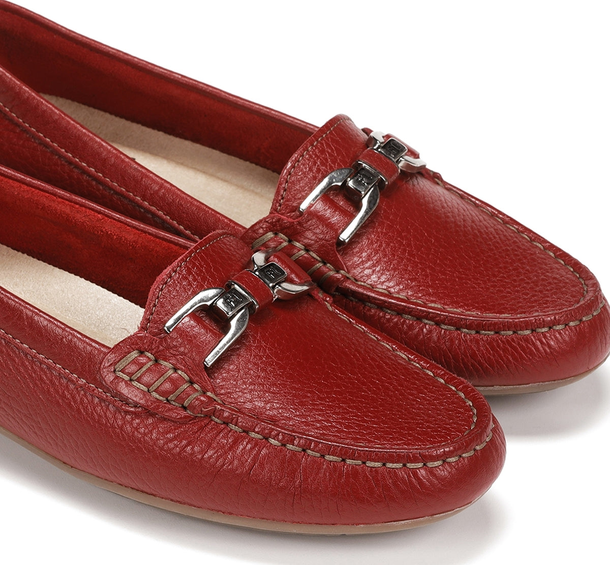Fluchos Bruni F0804 Mocassins Rouge Cuir Femme