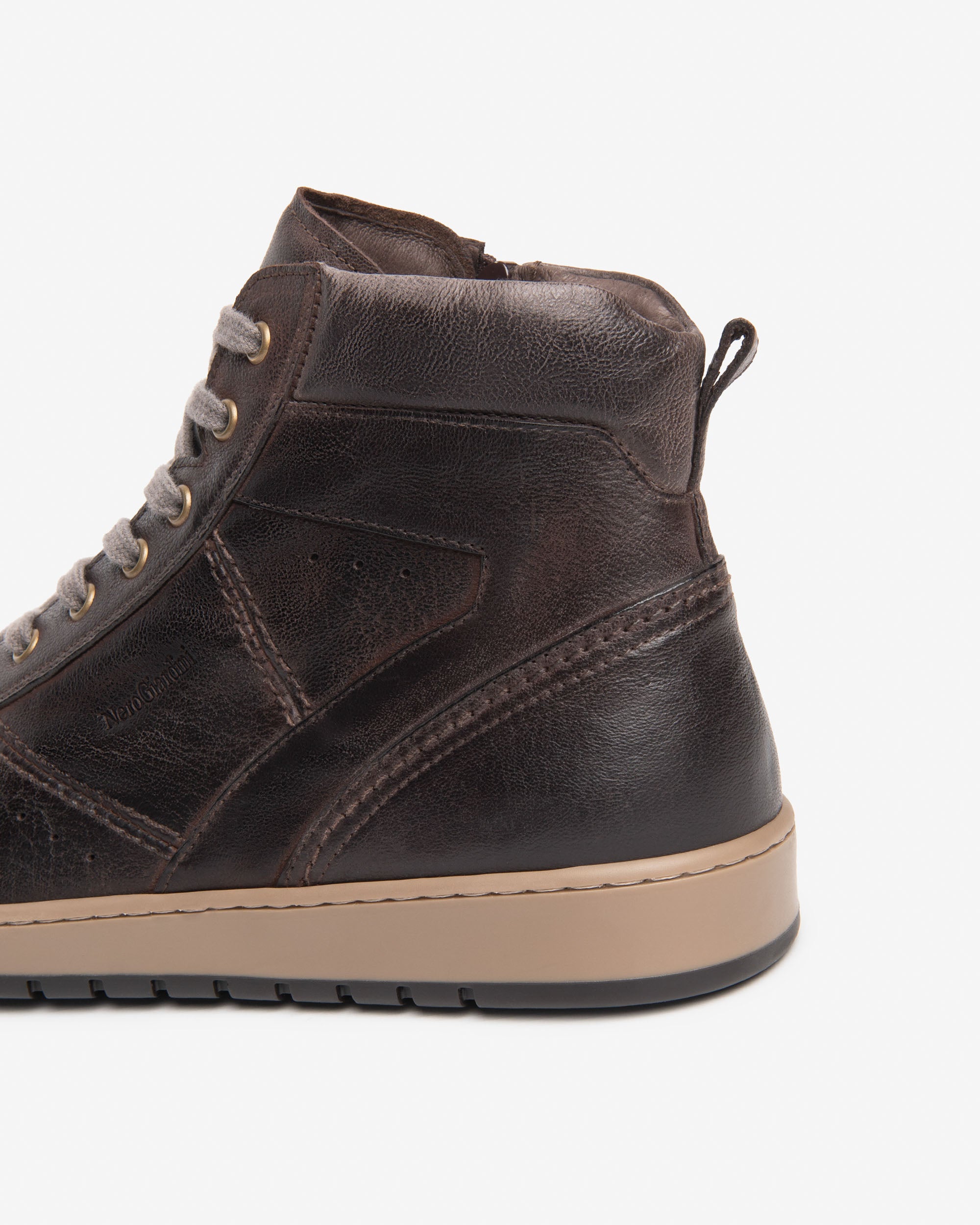 Nero Giardini Sneakers Baskets Montantes Cuir Homme Zip
