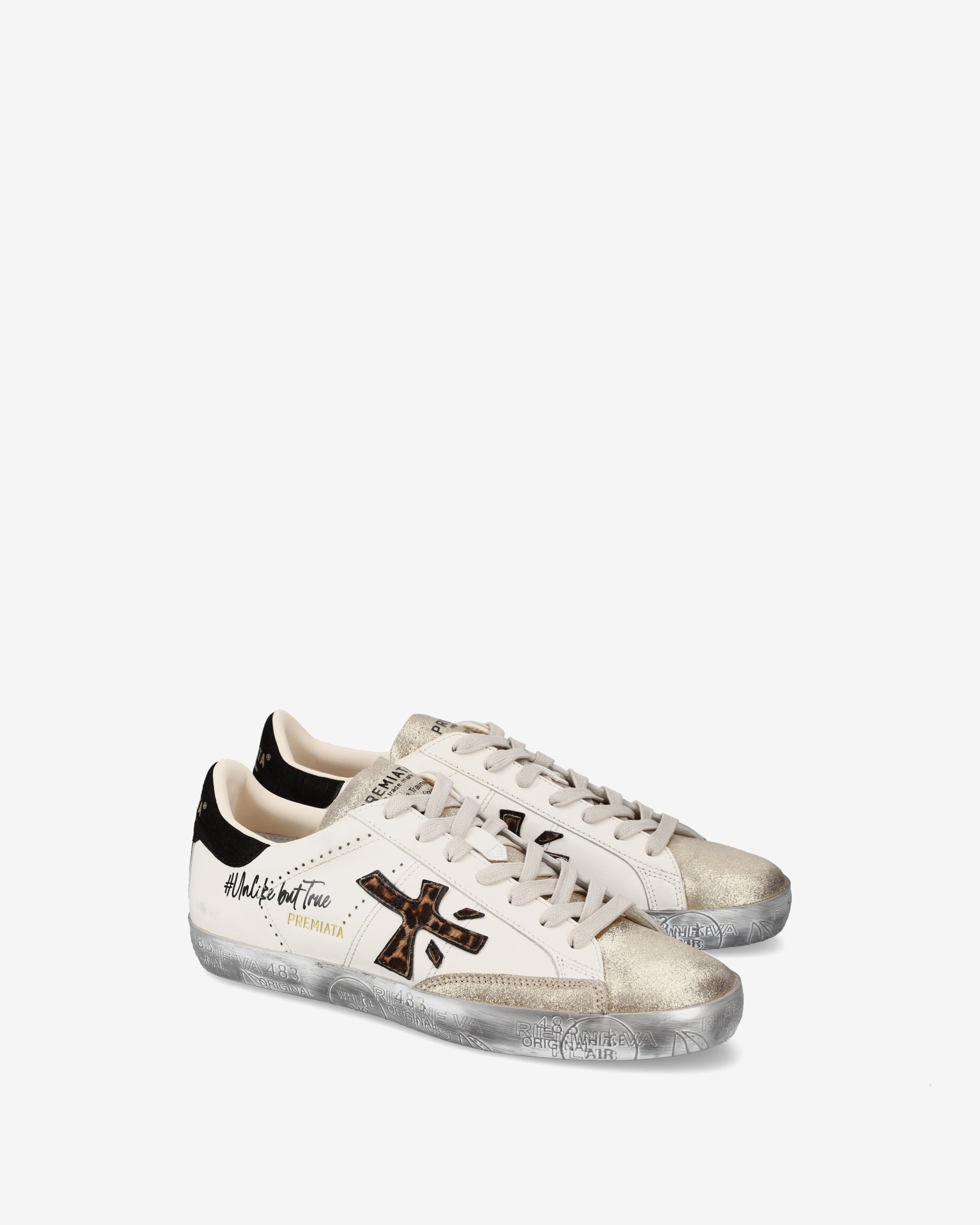 Premiata Stevend 7605 baskets crème noir doré