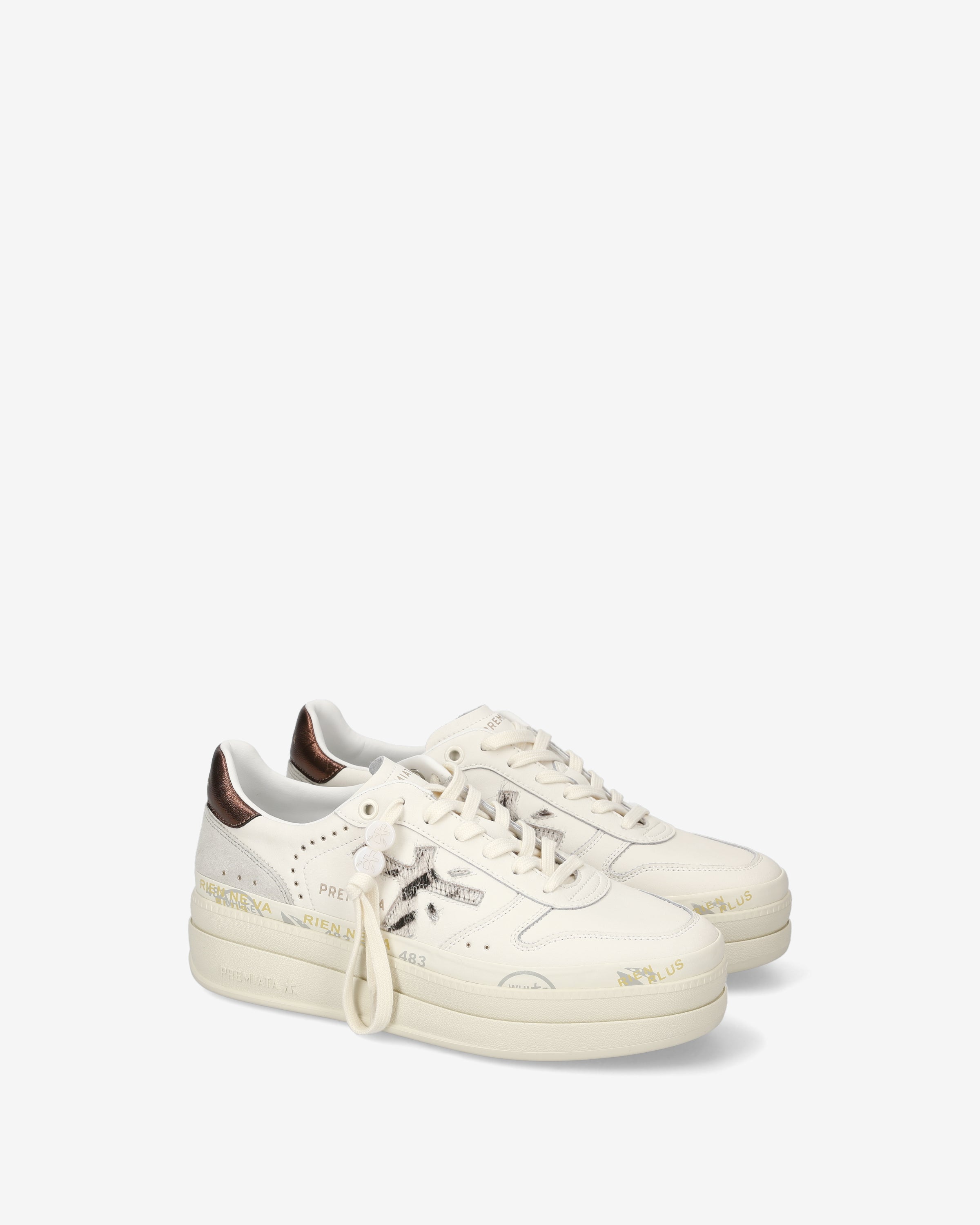 Premiata Micol 7035 sneakers cuir blanc plateforme femme