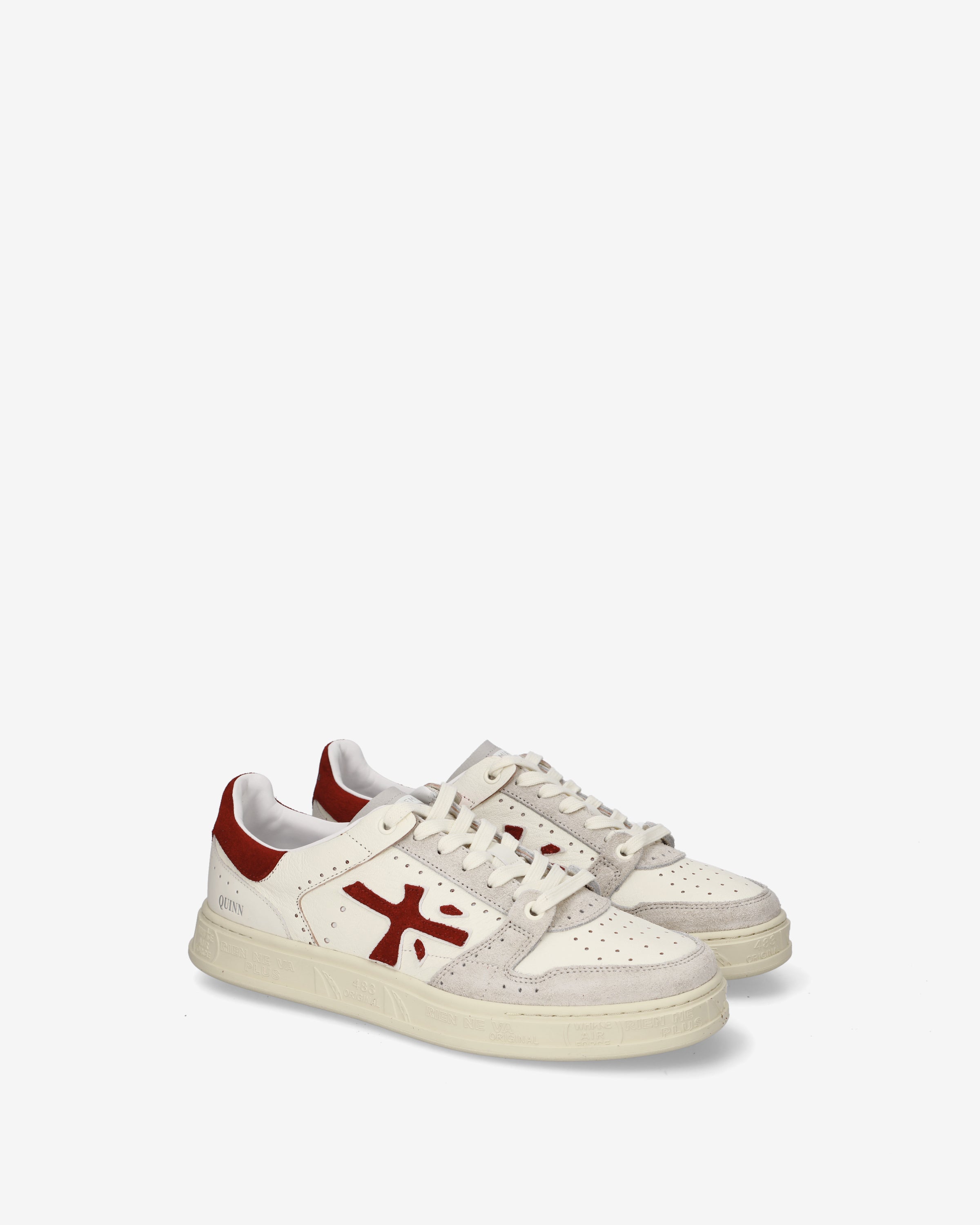 Premiata Quinn 8651 sneakers homme cuir crème rouge