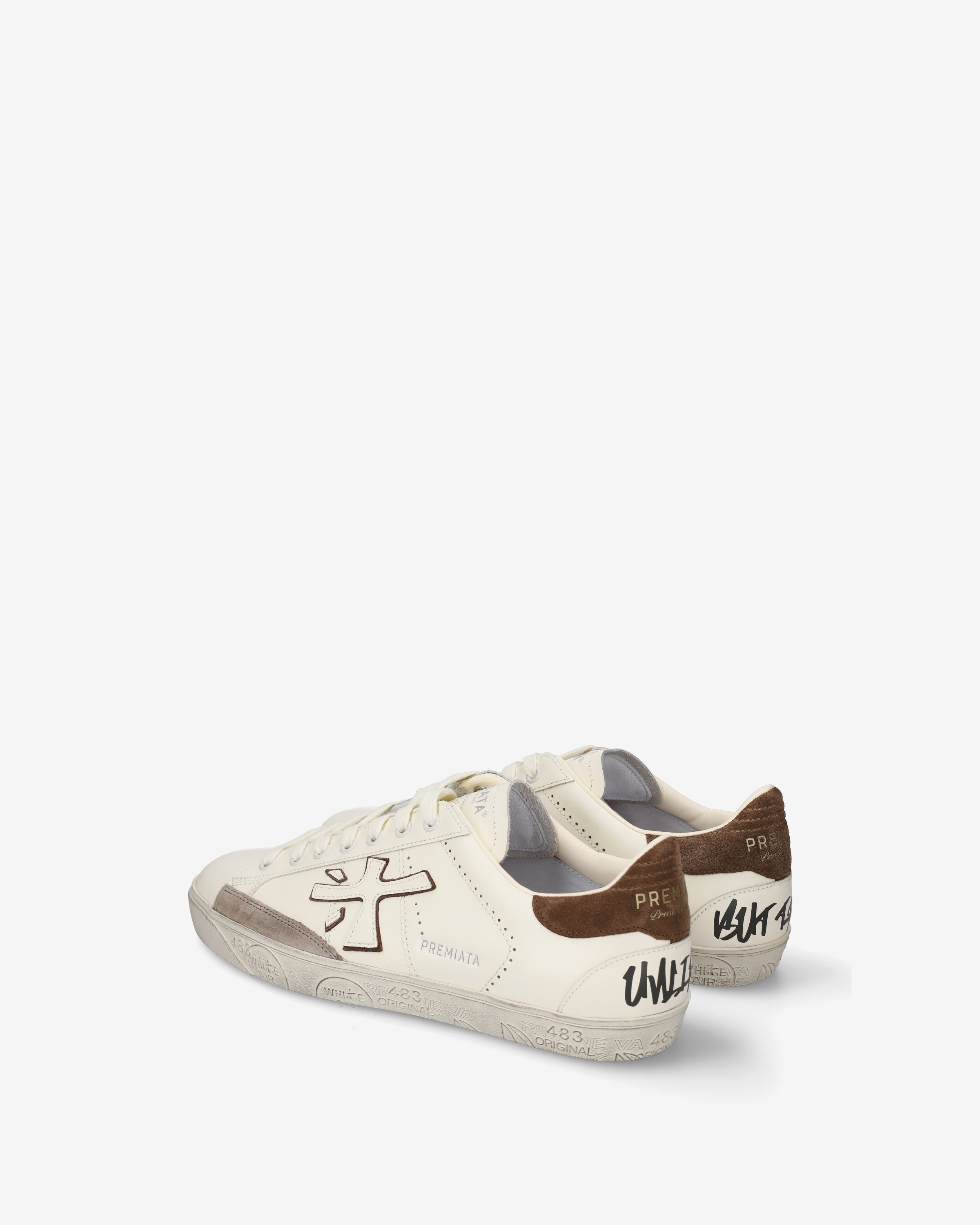 Premiata Steven 8476 baskets homme cuir blanc crème