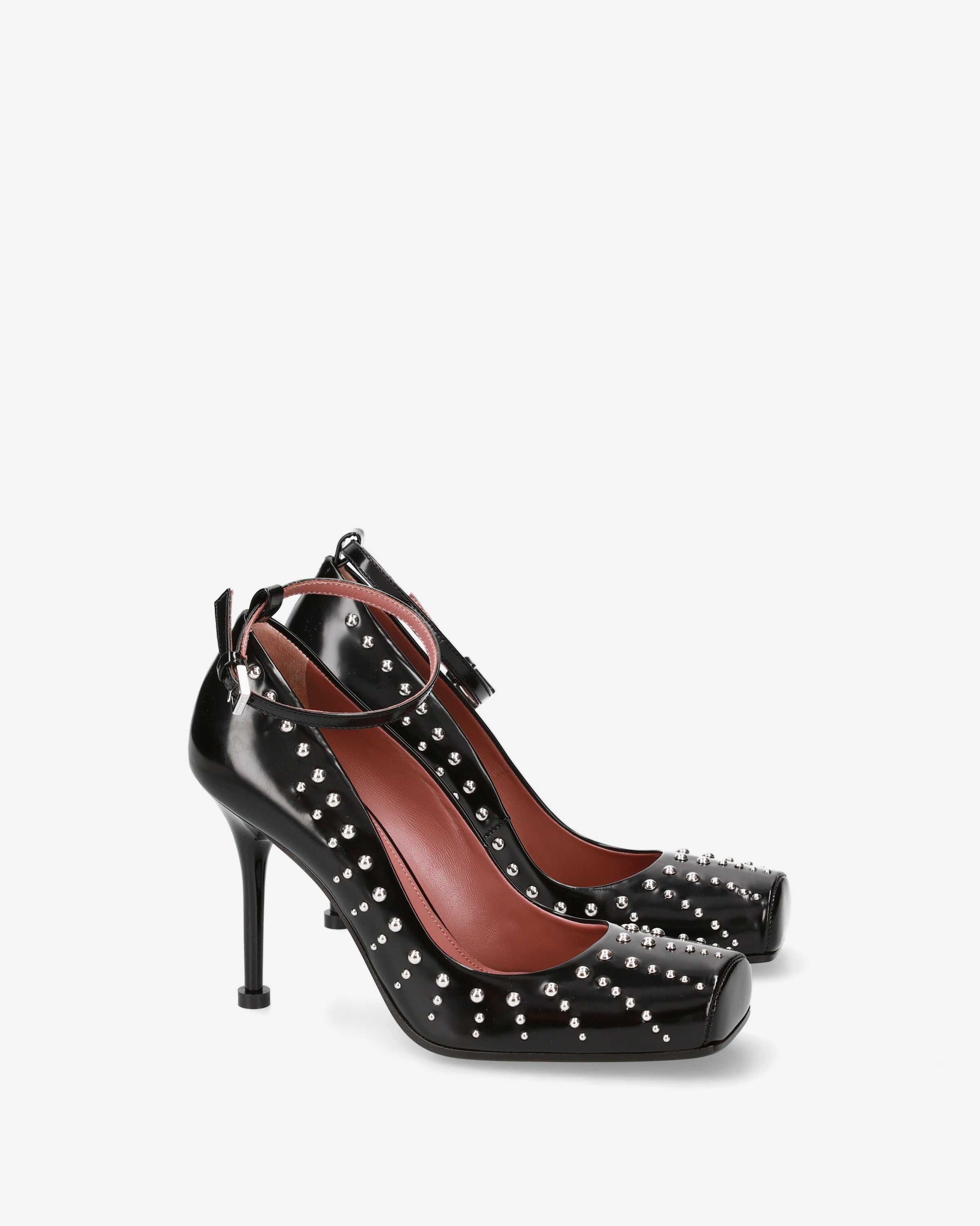 Premiata Escarpins cuir noir cloutés femme 100 mm