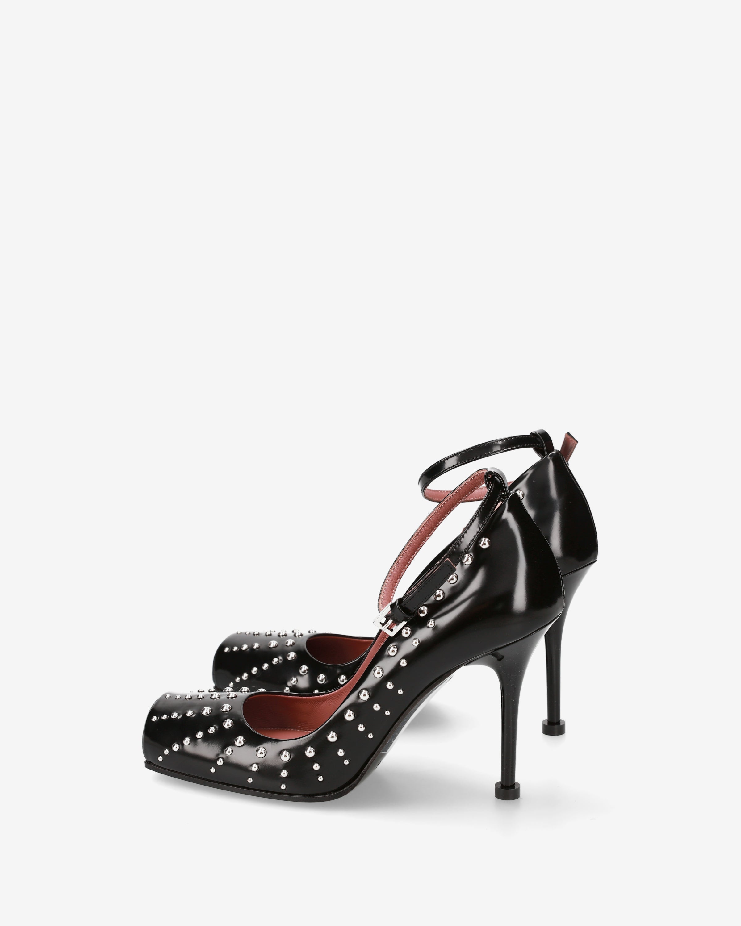 Premiata Escarpins cuir noir cloutés femme 100 mm