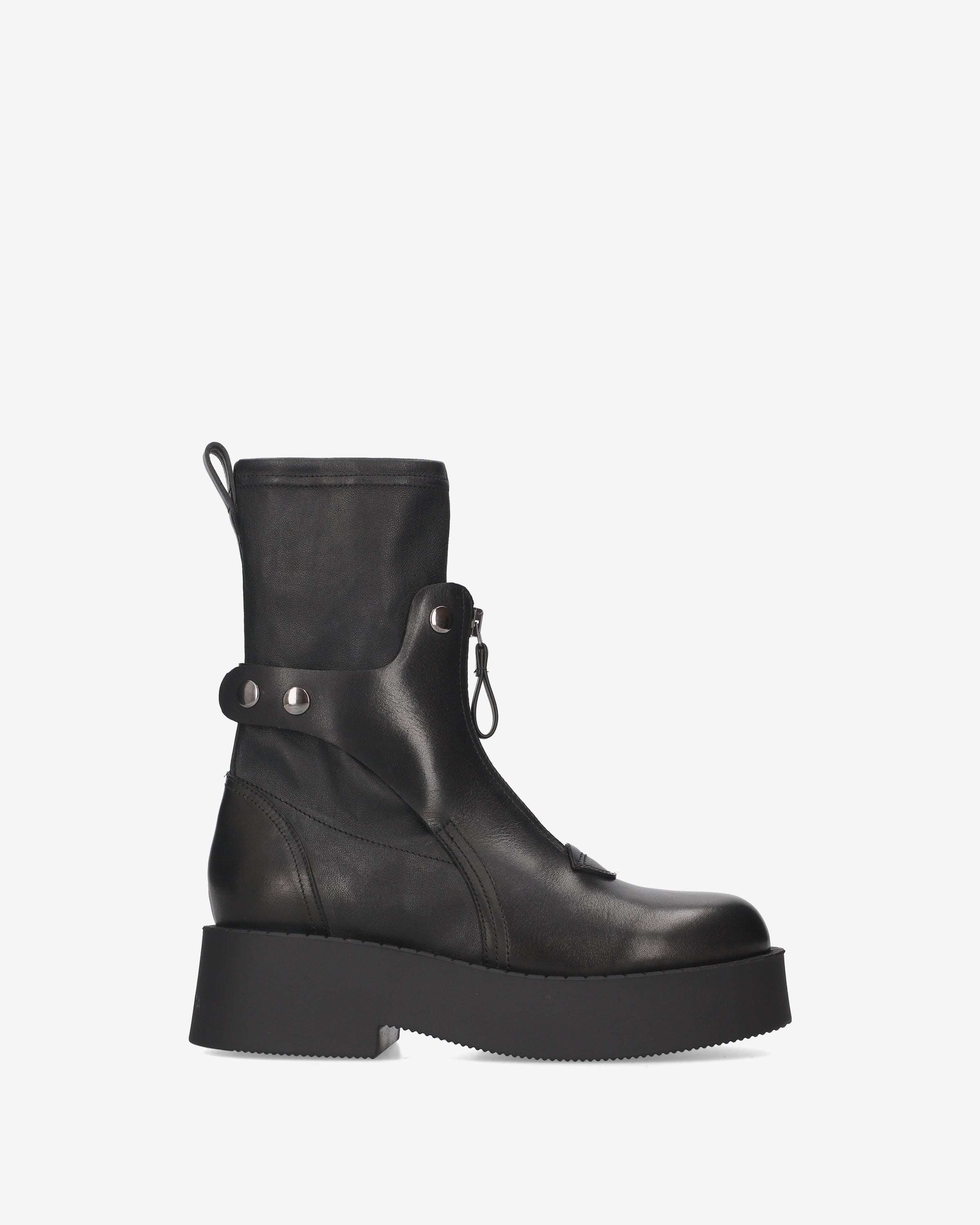 Premiata Boots bottines femme cuir noir cloutées plateforme