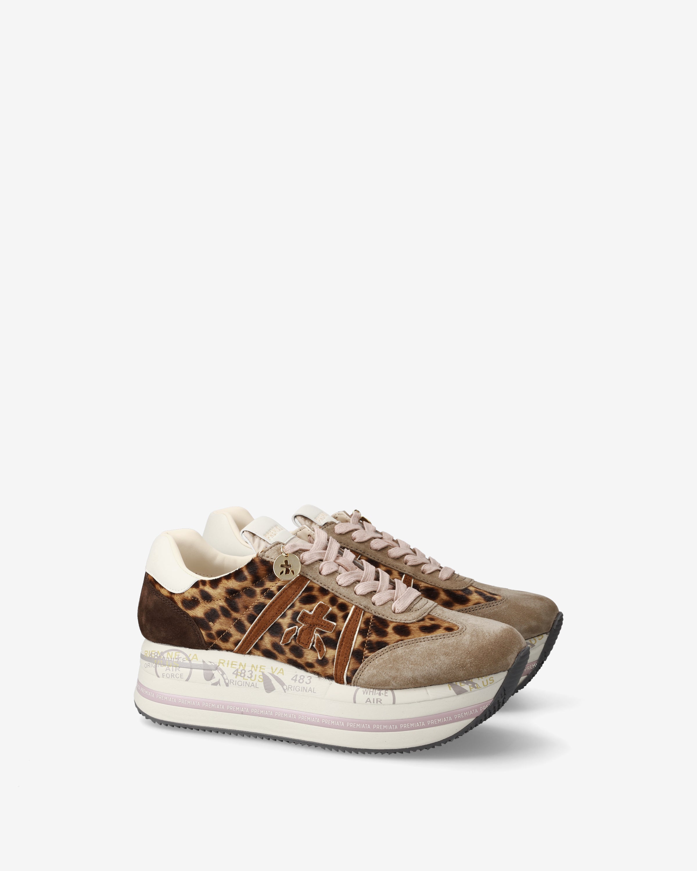 Premiata Beth 7741 sneakers daim beige imprimé animal 38