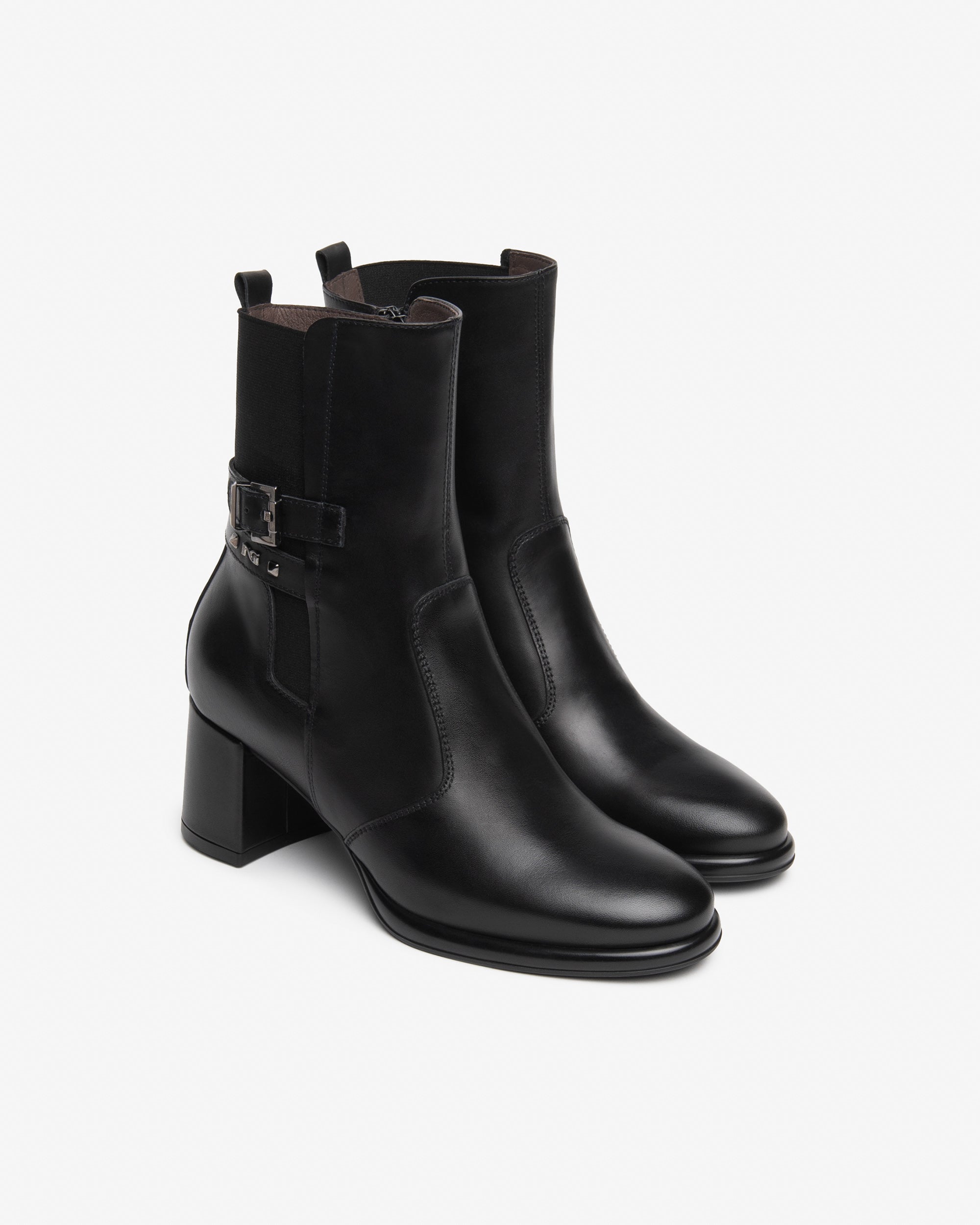 Nero Giardini Bottines Cuir Tissu Femme 38 Talon 6 cm