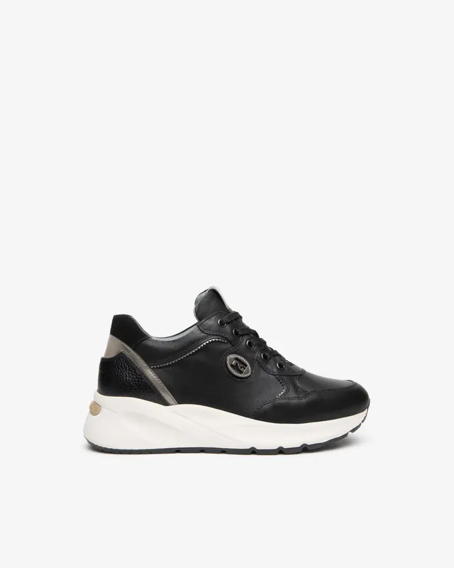 Nero Giardini Sneakers baskets cuir femme strass 60mm