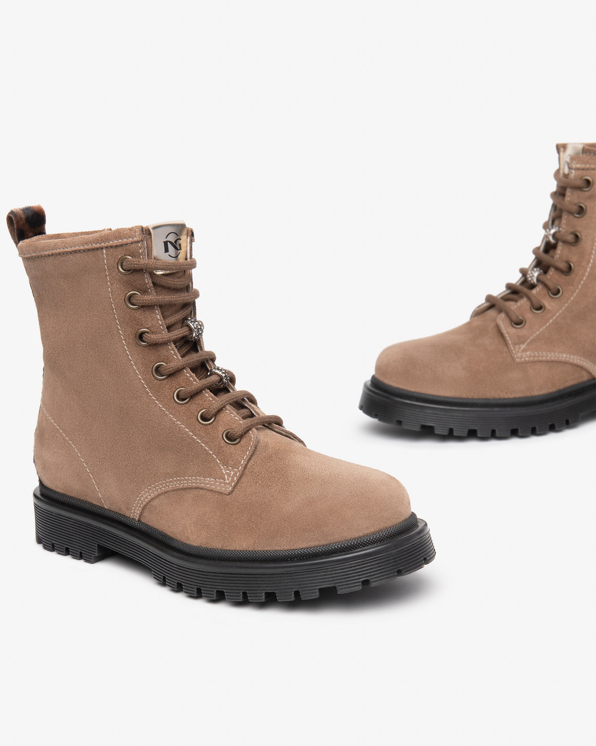 Nero Giardini Combat Boots rangers fille daim strass