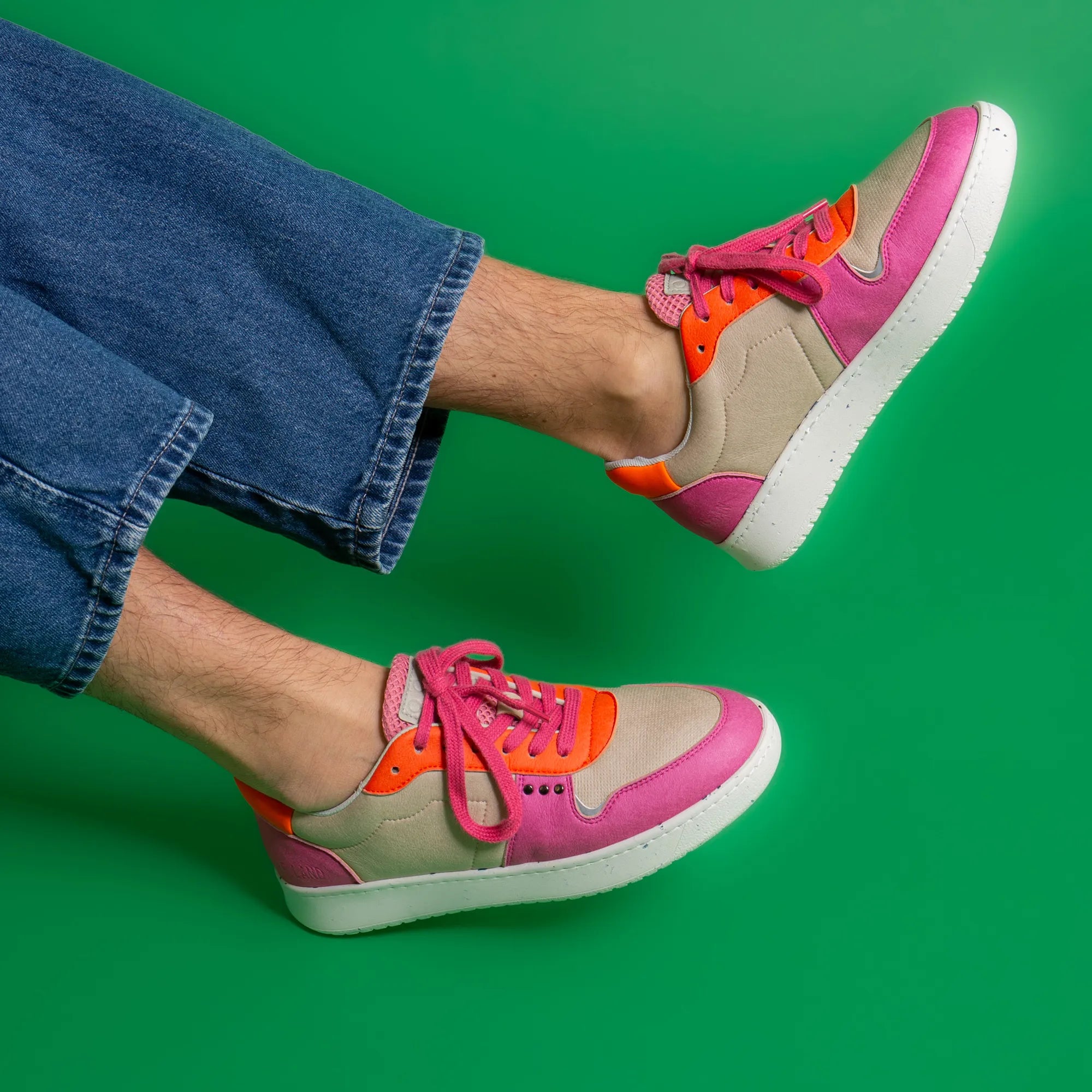 Me.Land Evan baskets vegan beige rose orange taille 38
