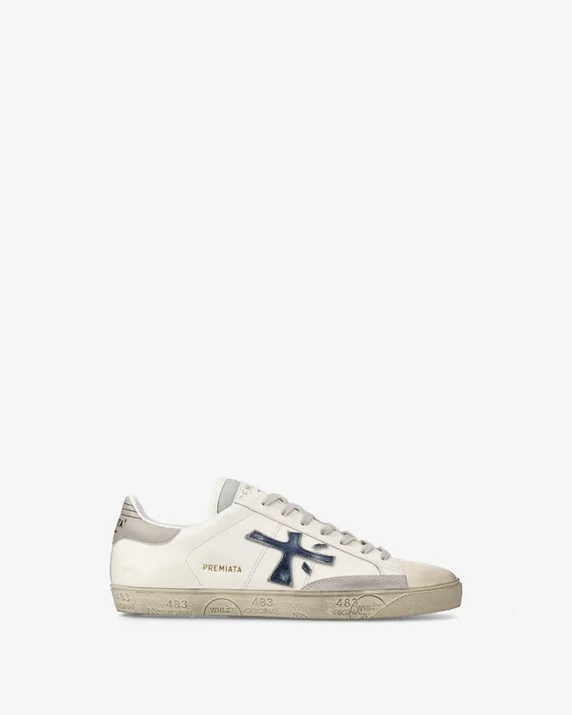 Premiata Steven 7633 sneakers homme blanc cassé cuir