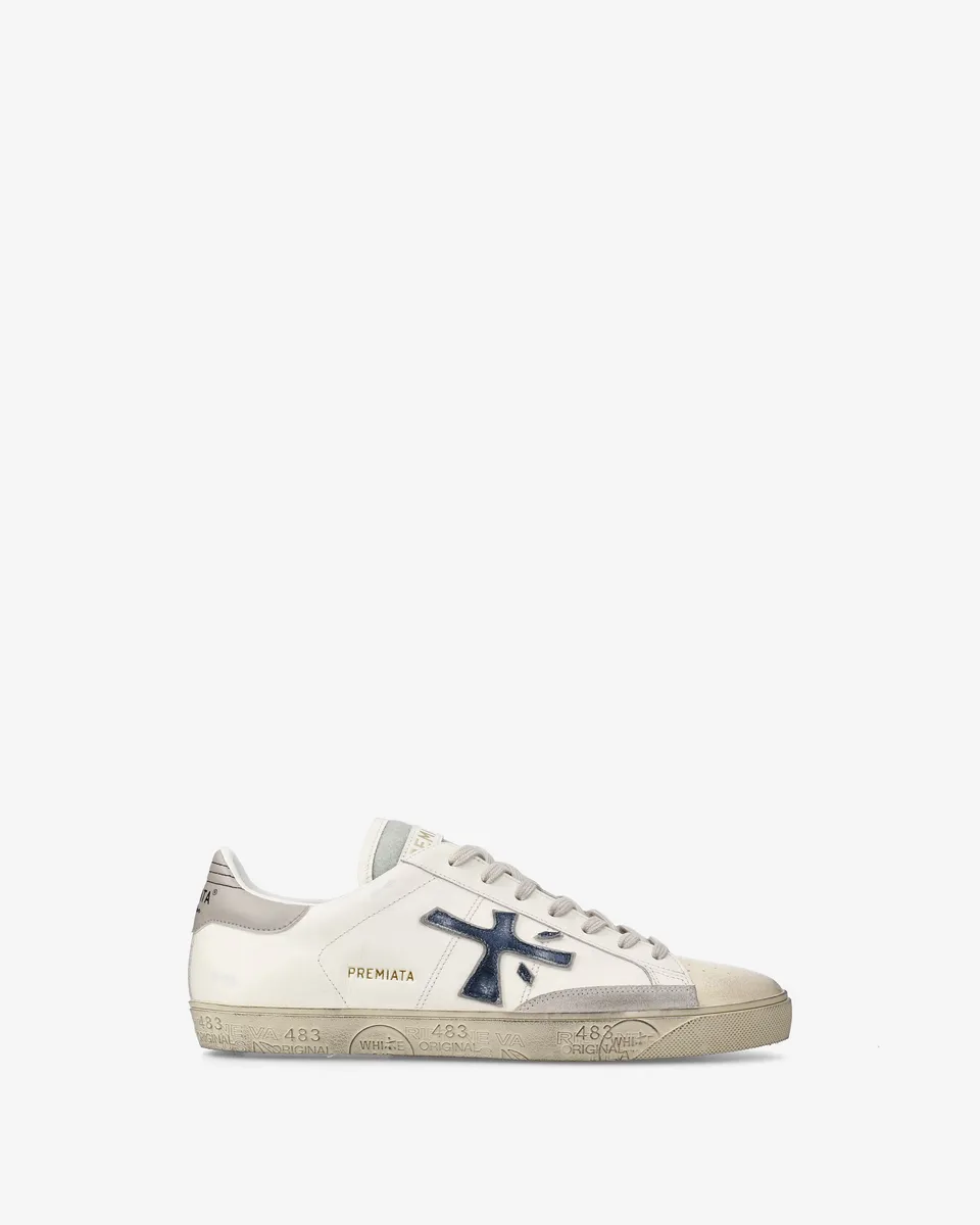 Premiata Steven 7633 sneakers homme blanc cassé cuir