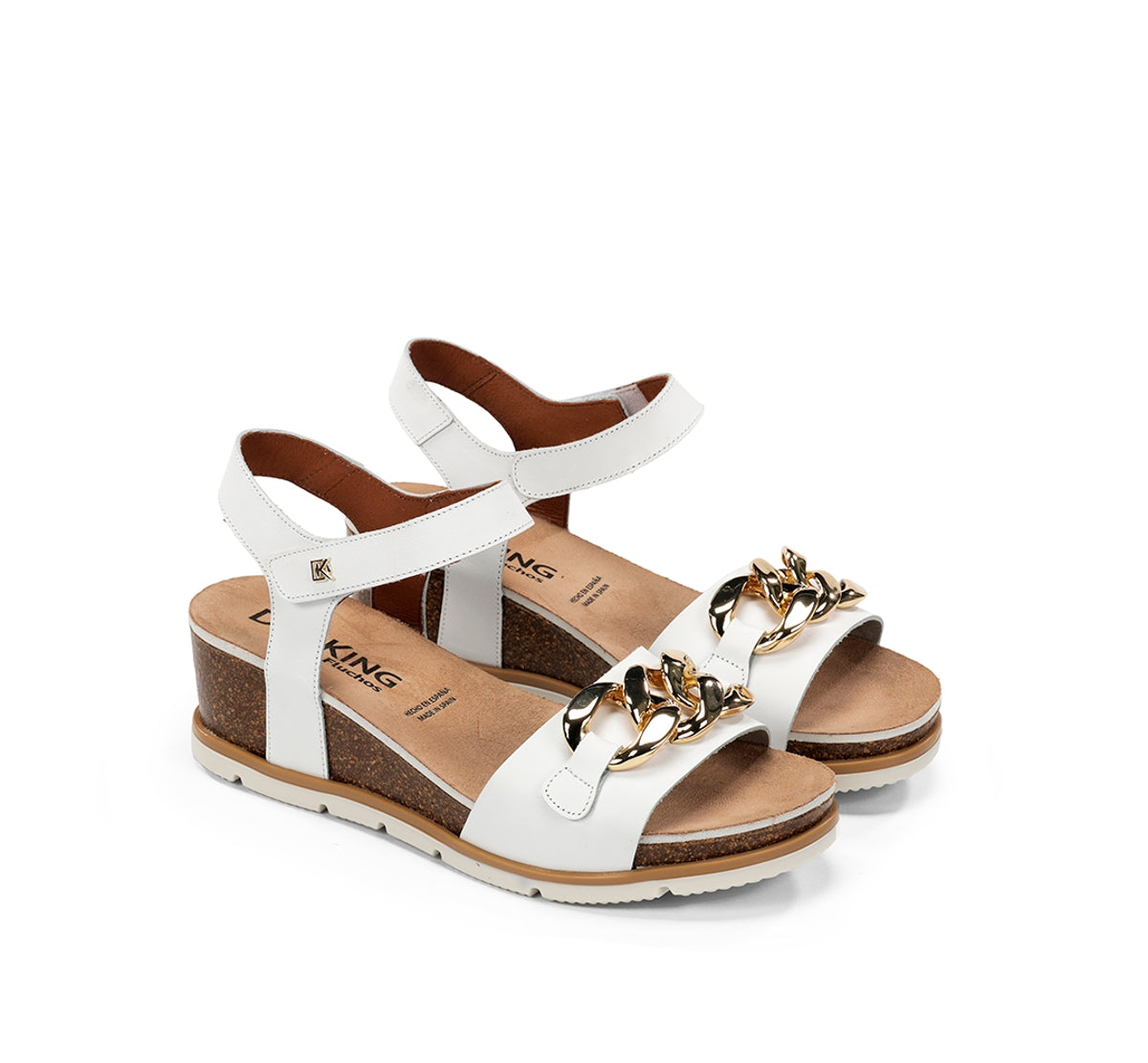 Dorking by Fluchos Gold D9511 sandales femme blanches compensées