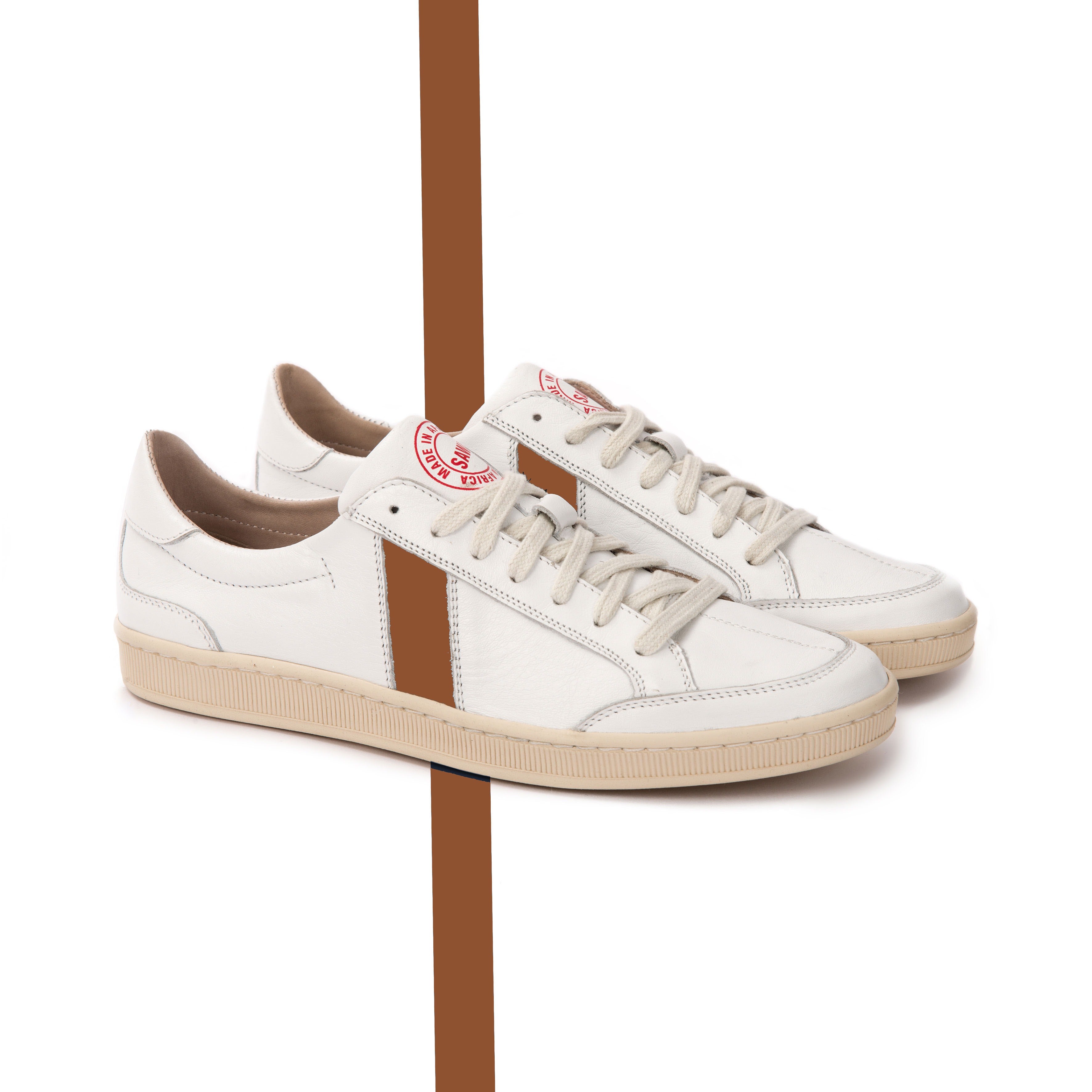 Sawa Lafrica baskets cuir blanc marron clair 38