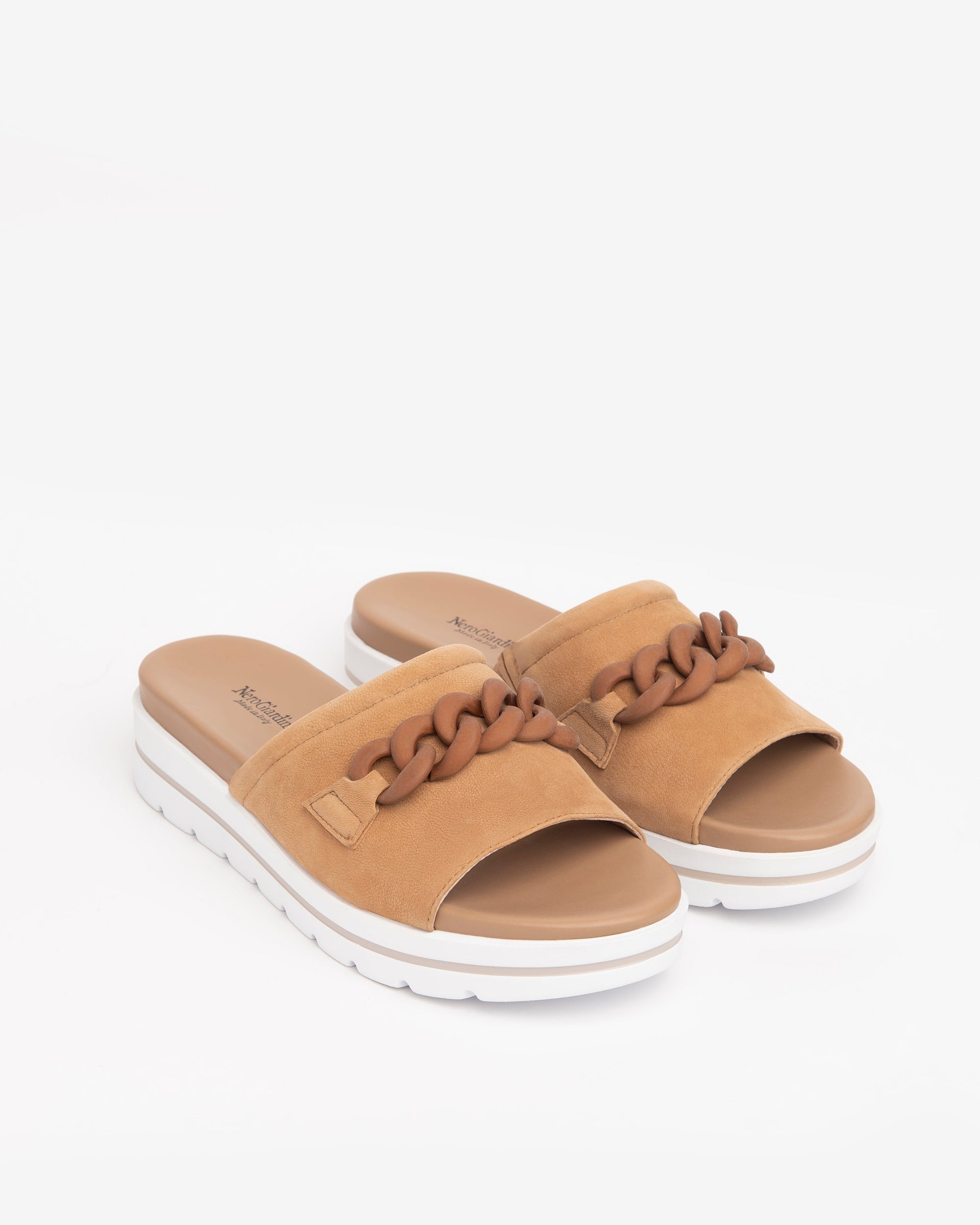 Nero Giardini Slippers mules cuir femme chaîne 38