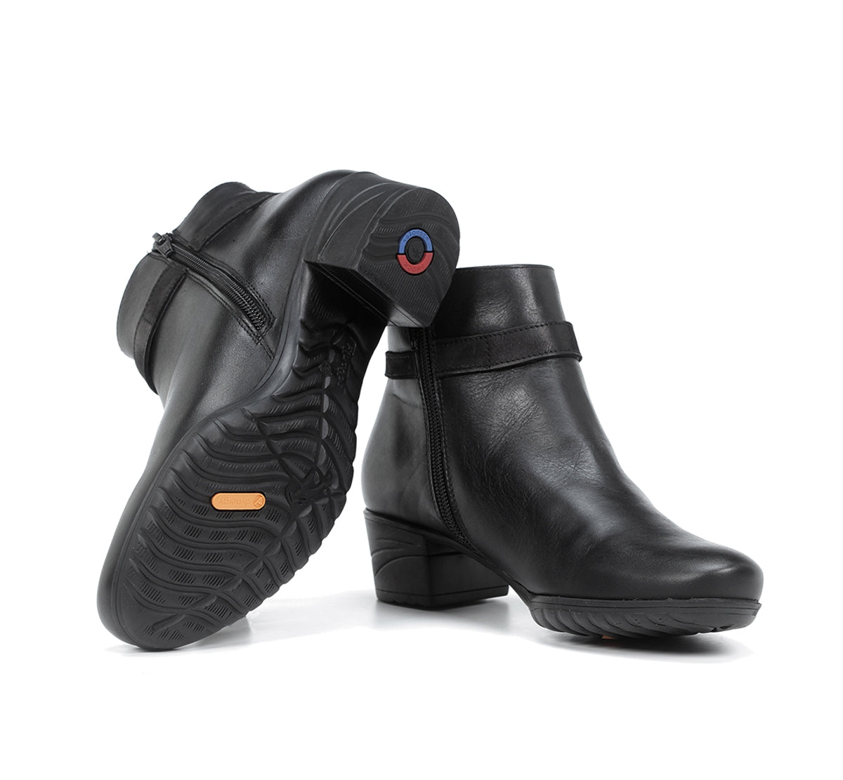 Fluchos Charis F0937 bottines noires cuir femme talon moyen