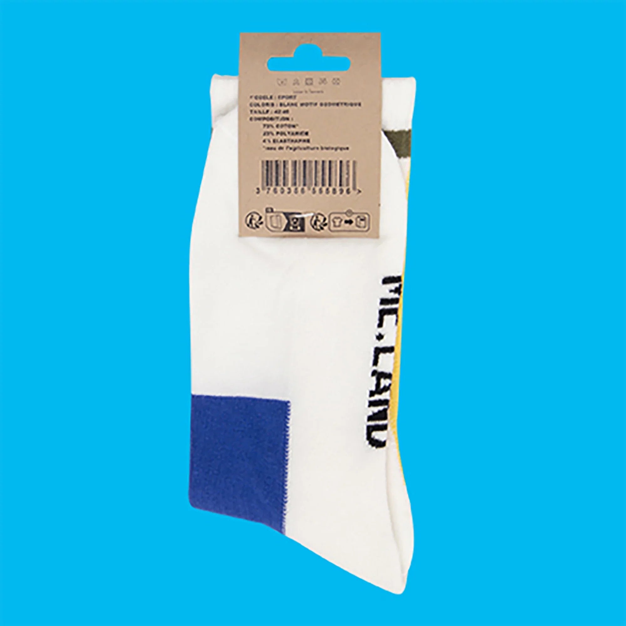 Me.Land Geo chaussettes coton bio blanc motifs