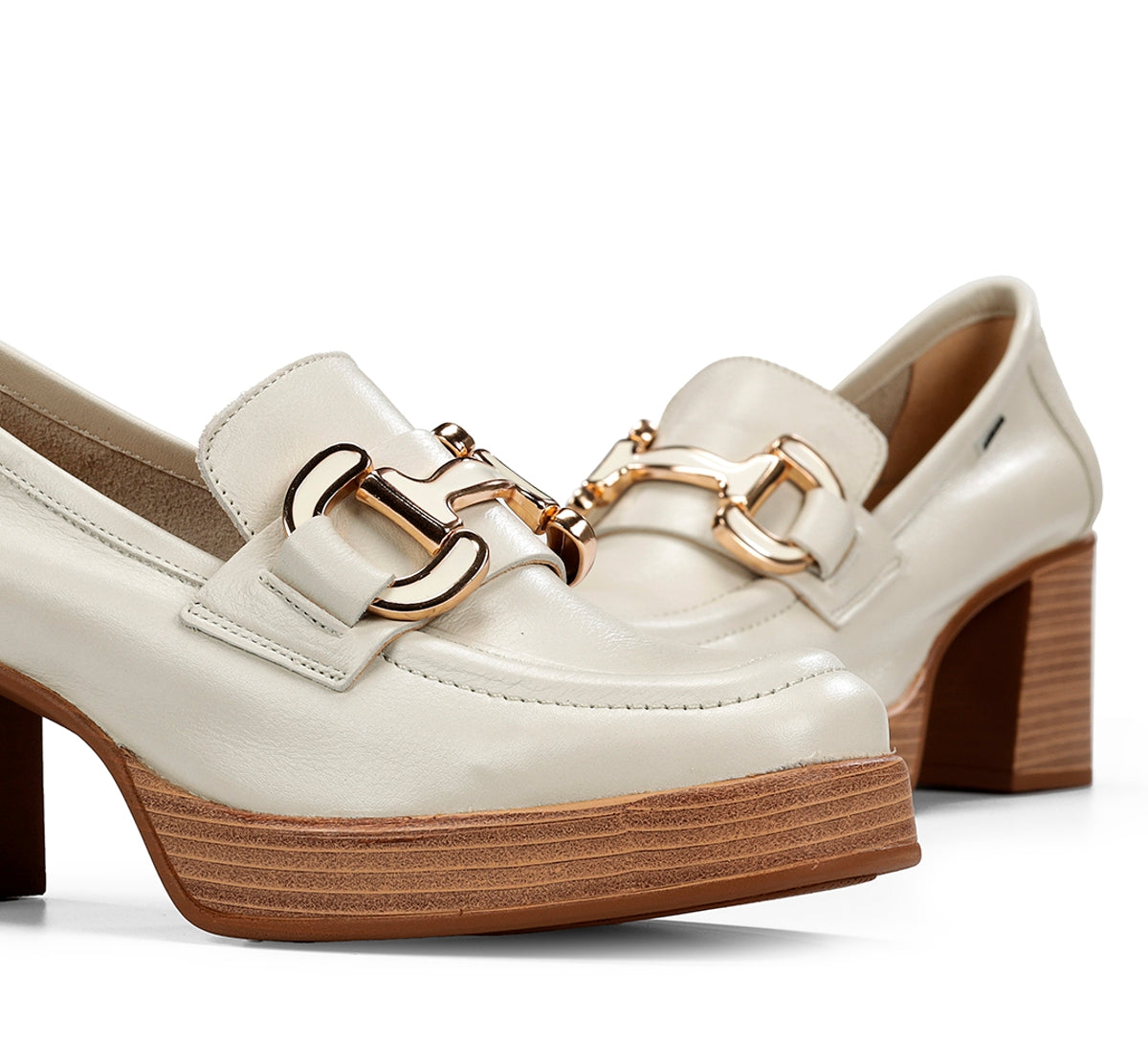 Fluchos Dorking Cristel D9232 mocassin blanc plateforme