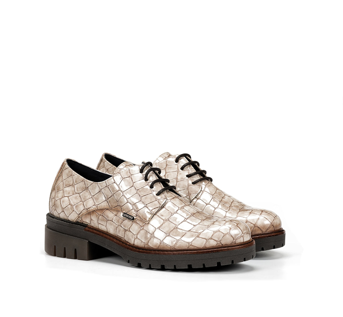 Dorking Cady D9577 mocassins femme taupe à lacets