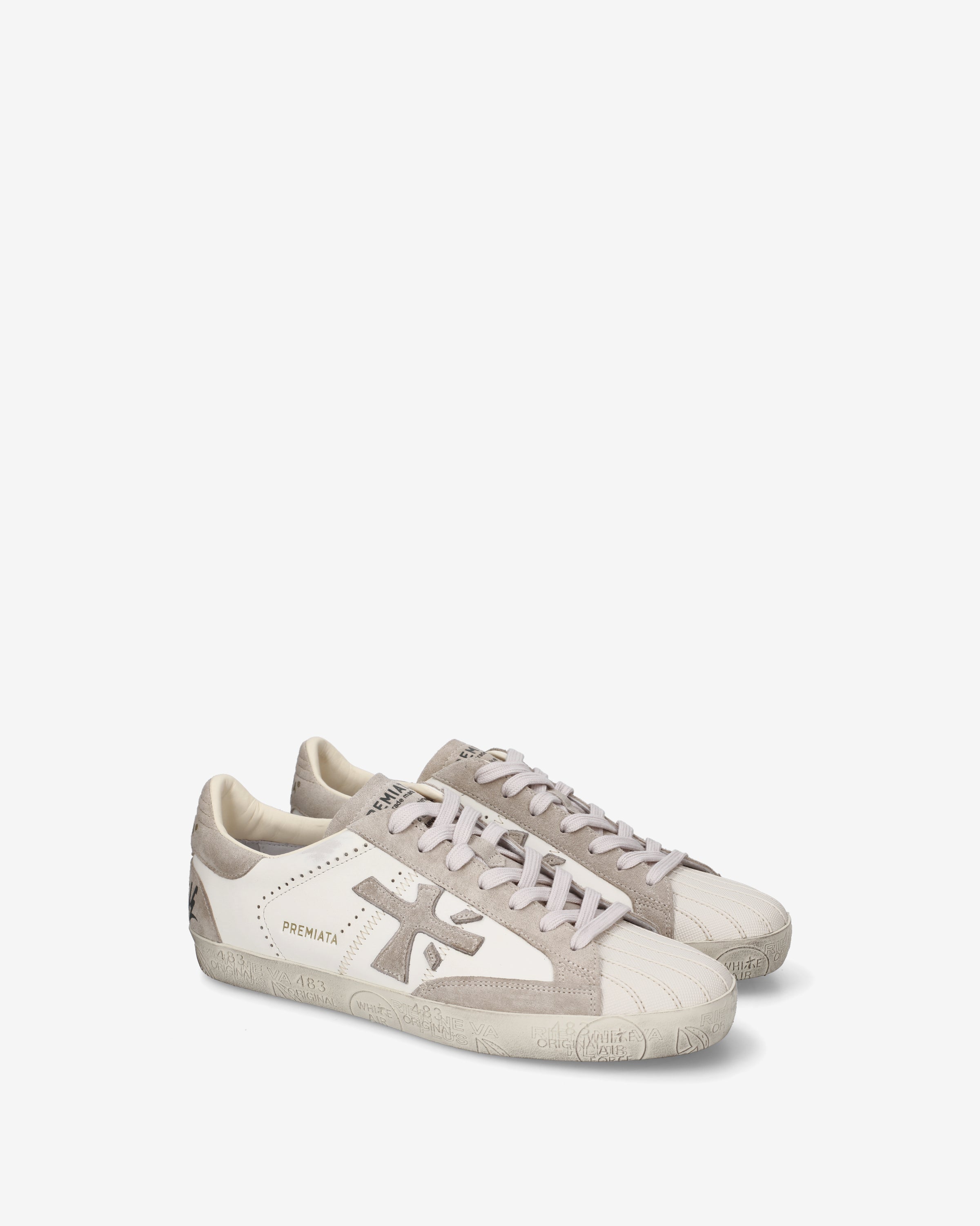 Premiata Steven 8480 baskets homme crème cuir daim
