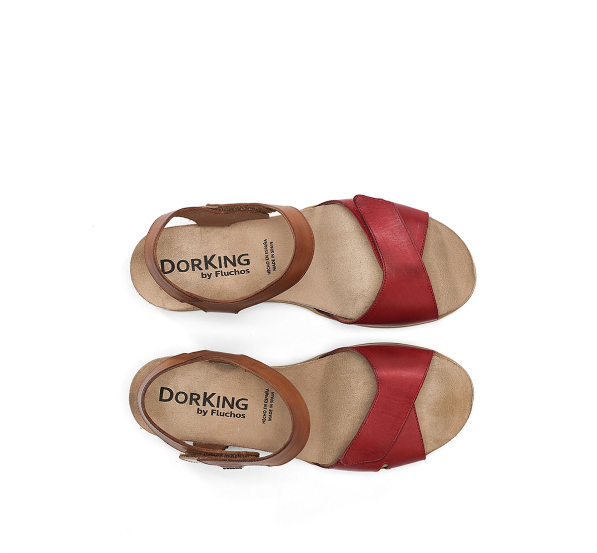 Fluchos Dorking Gold D9512 sandale rouge compensée