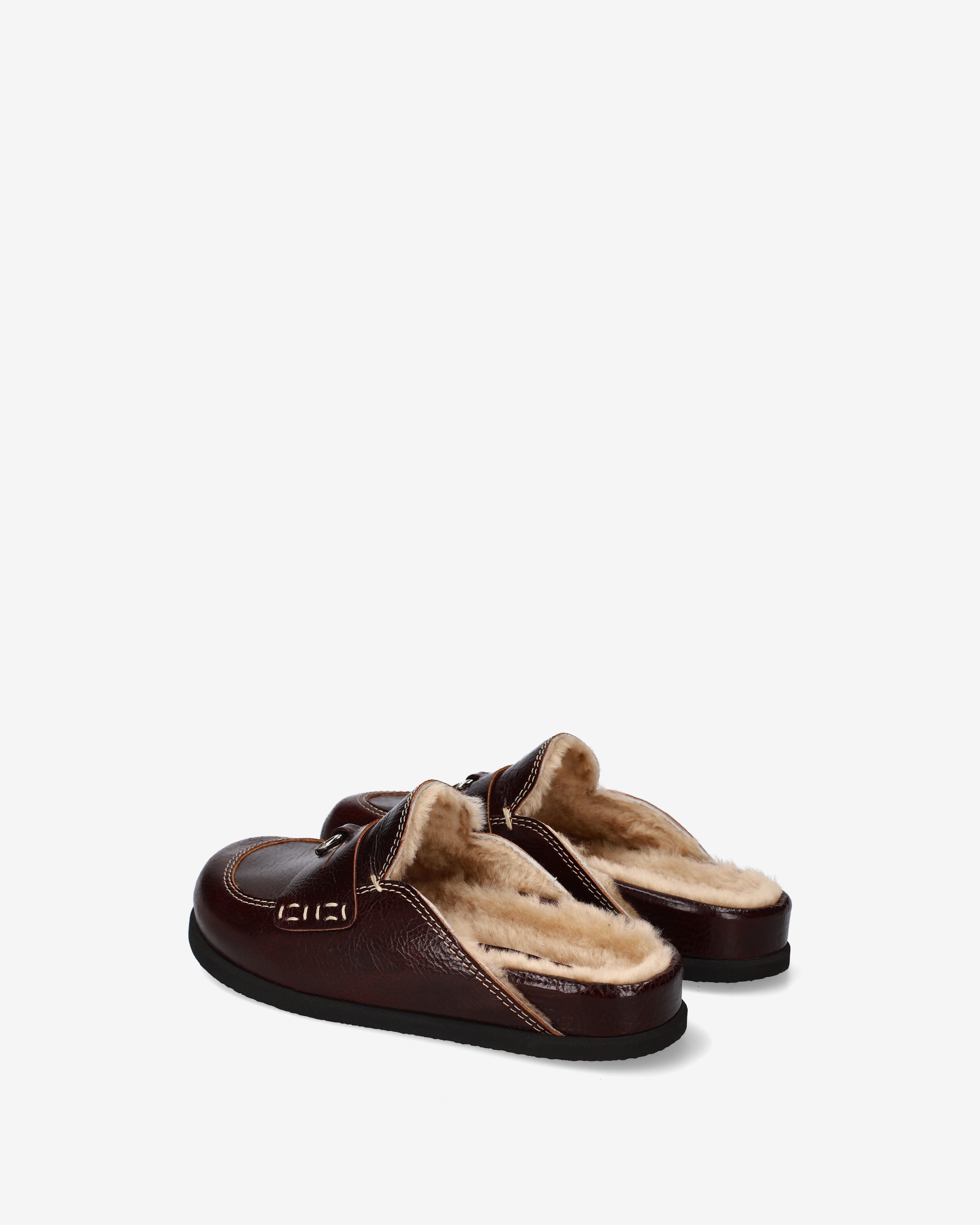 Premiata Mules sabot cuir marron fourré femme