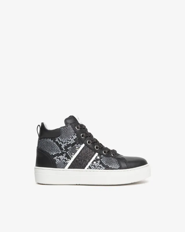 Nero Giardini Sneakers basket fille cuir léopard zip 31-39