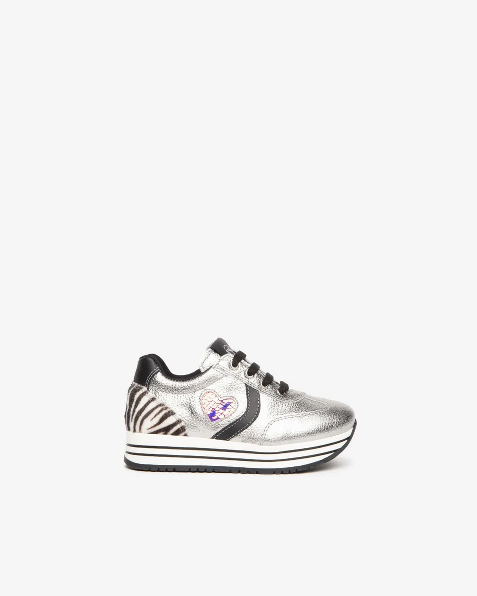 Nero Giardini Sneakers baskets fille cuir zip cœur 28